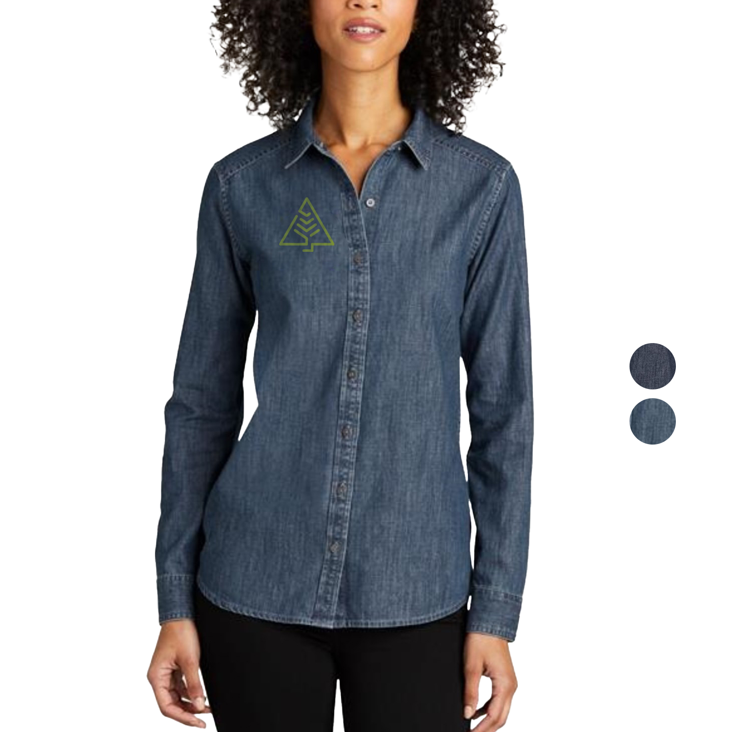 Port Authority Ladies Long Sleeve Perfect Denim Shirt 5.4 oz 6