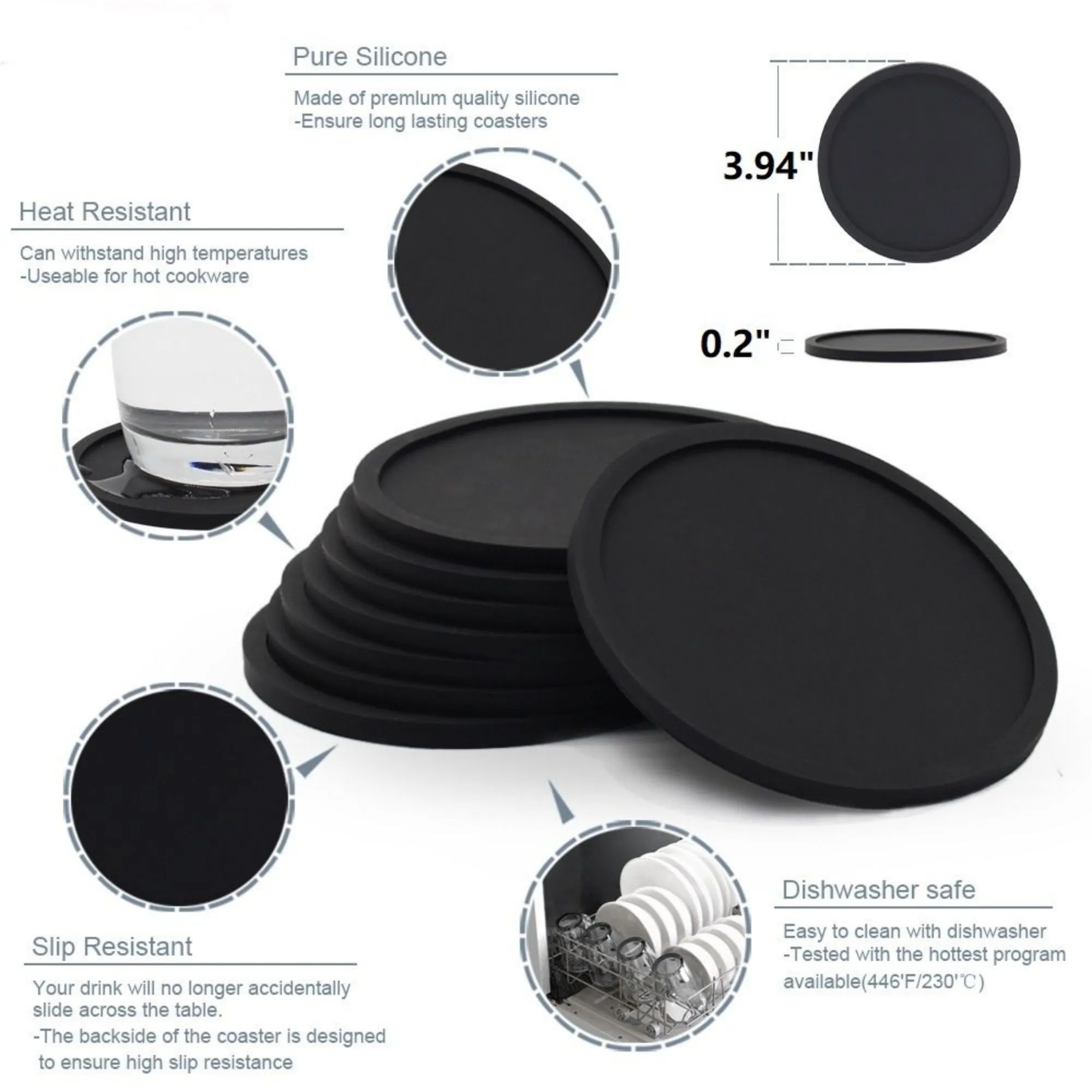 Silicone Coaster Set of 4 with Holder 6