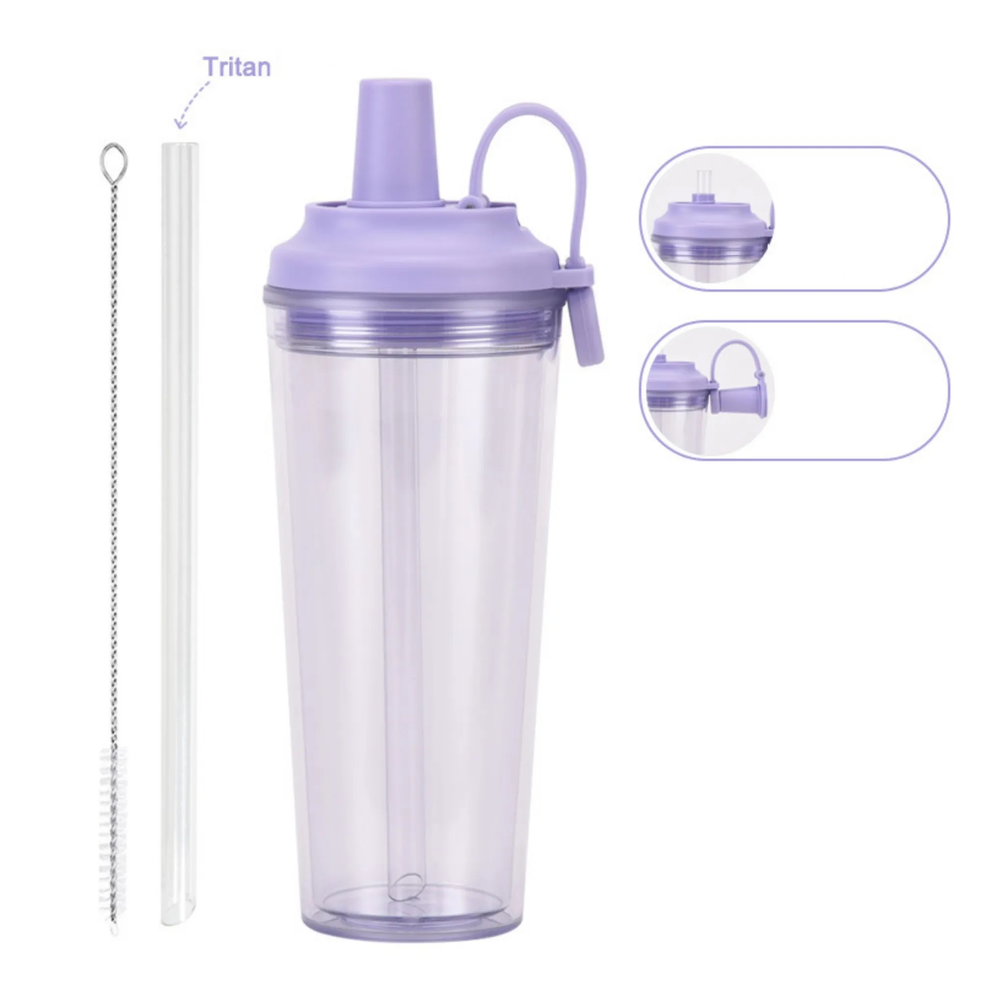 24oz Double-Layer Plastic Straw Cup 20