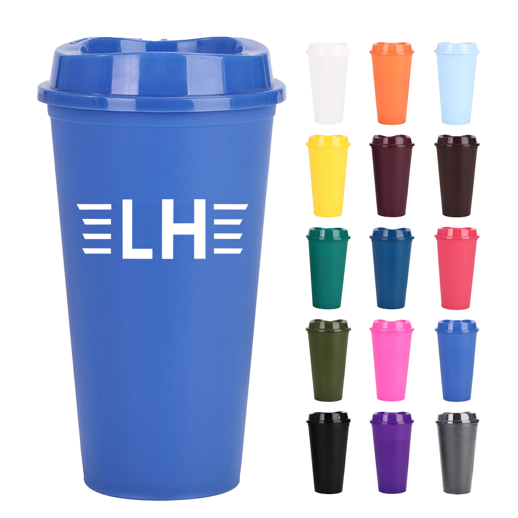 16 Oz. Plastic Coffee Cup With Lid 16