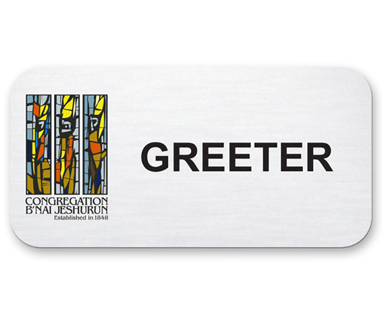 The Athena full color .040 metal name badge 1 1/2" x 3 1