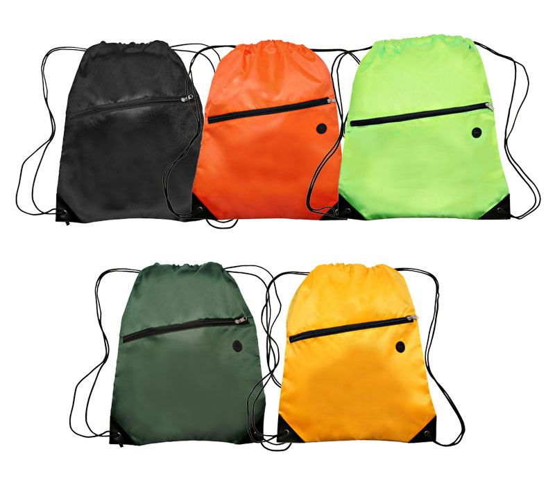 Drawstring Backpack With Zippered Pocket 3