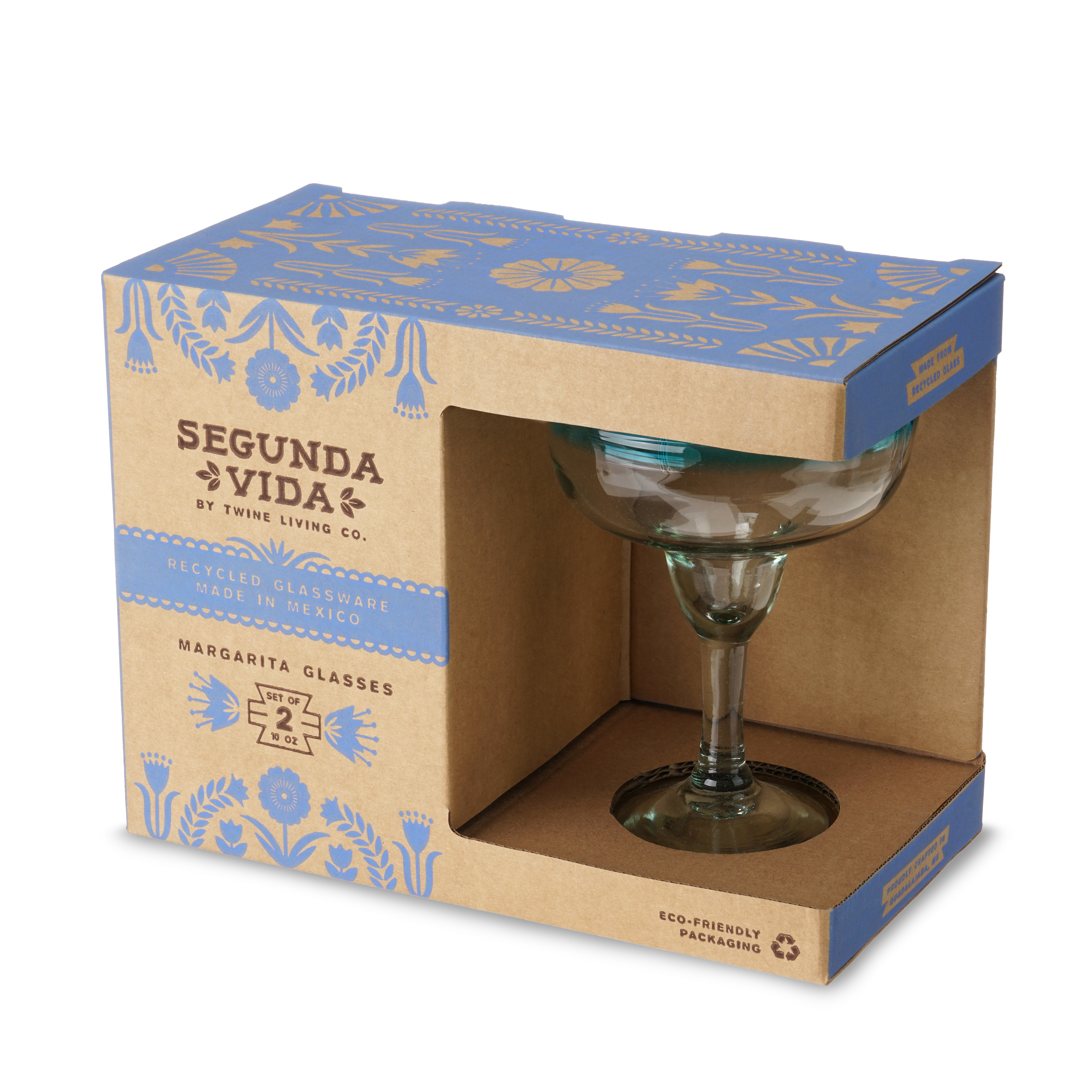 Twine Living® Viajar Wide Stemmed Recycled Margarita Glass, set of 2 6