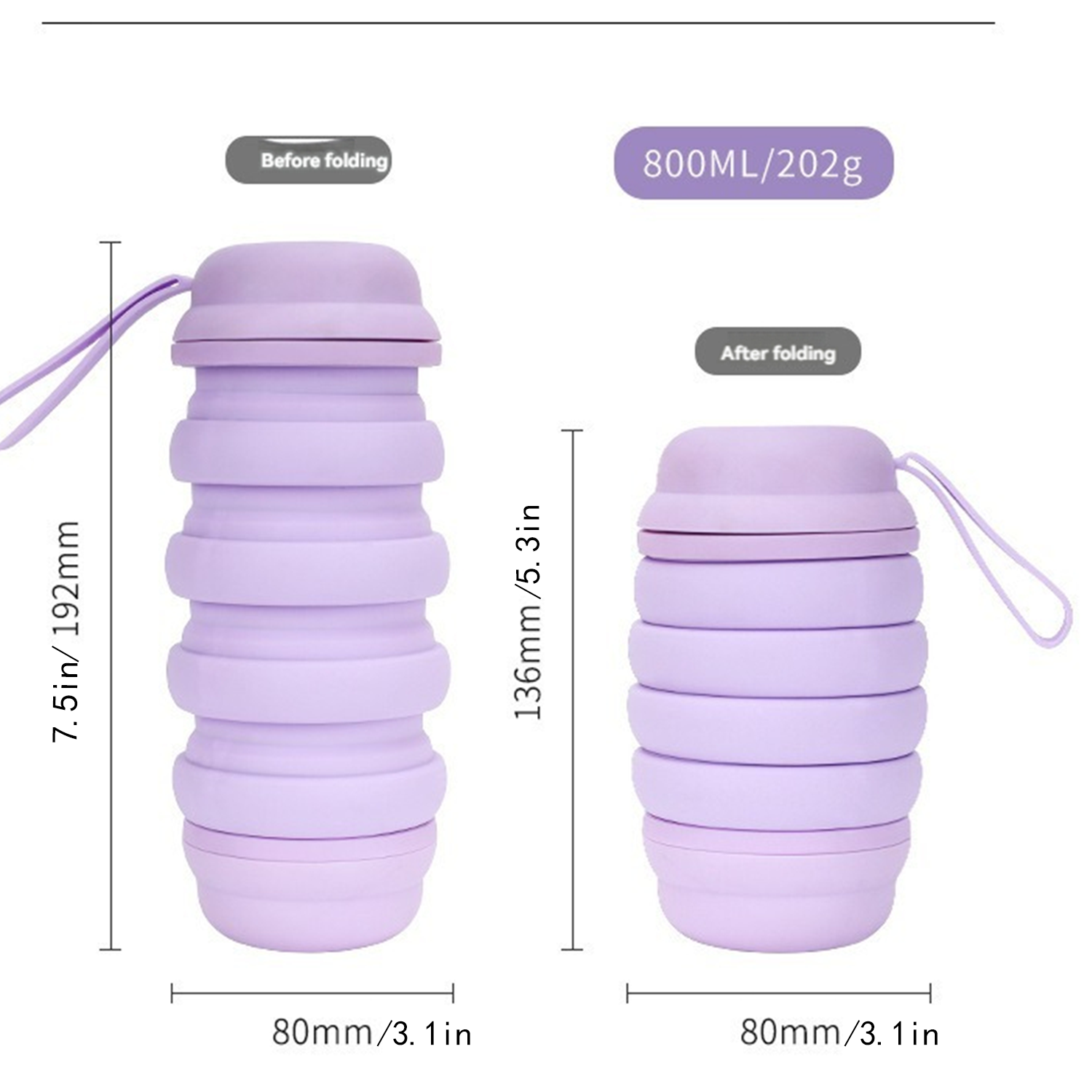 27oz Portable Collapsible Silicone Sports Water Bottle 12