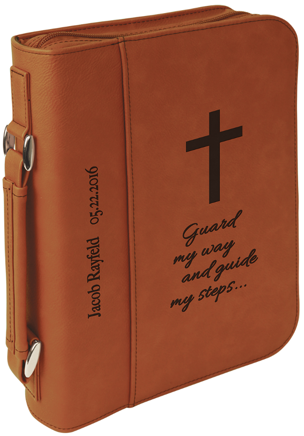 7 1/2" x 10 3/4" Rawhide Leatherette Book/Bible Cover with Handle & Zipper 1