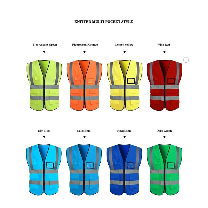 High  Reflective Visibility Vest with Pockets and Zipper 5