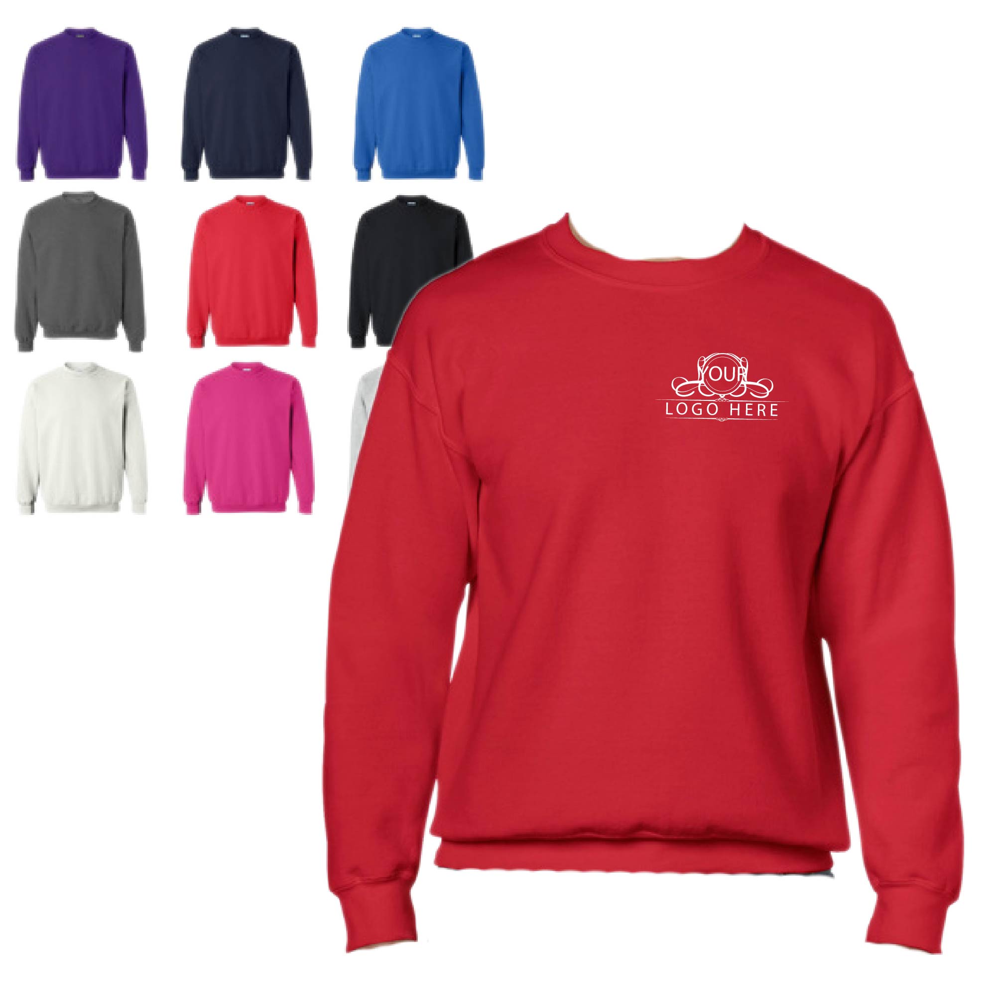 Men`s Cotton Rich Fleece Crew Sweatshirt, custom hoodie or sweatshirt with logo imprint 1