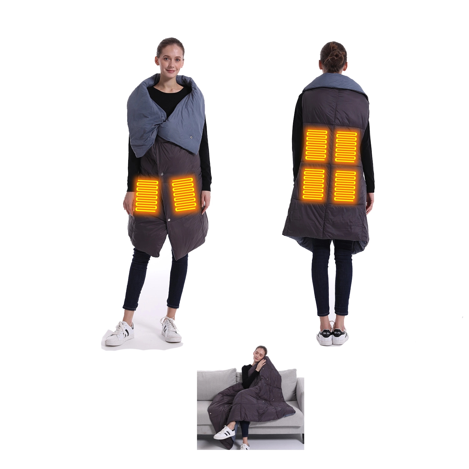 Soft Electric Blanket Heated Throw Poncho Wrap, custom hoodie or sweatshirt with logo imprint 3