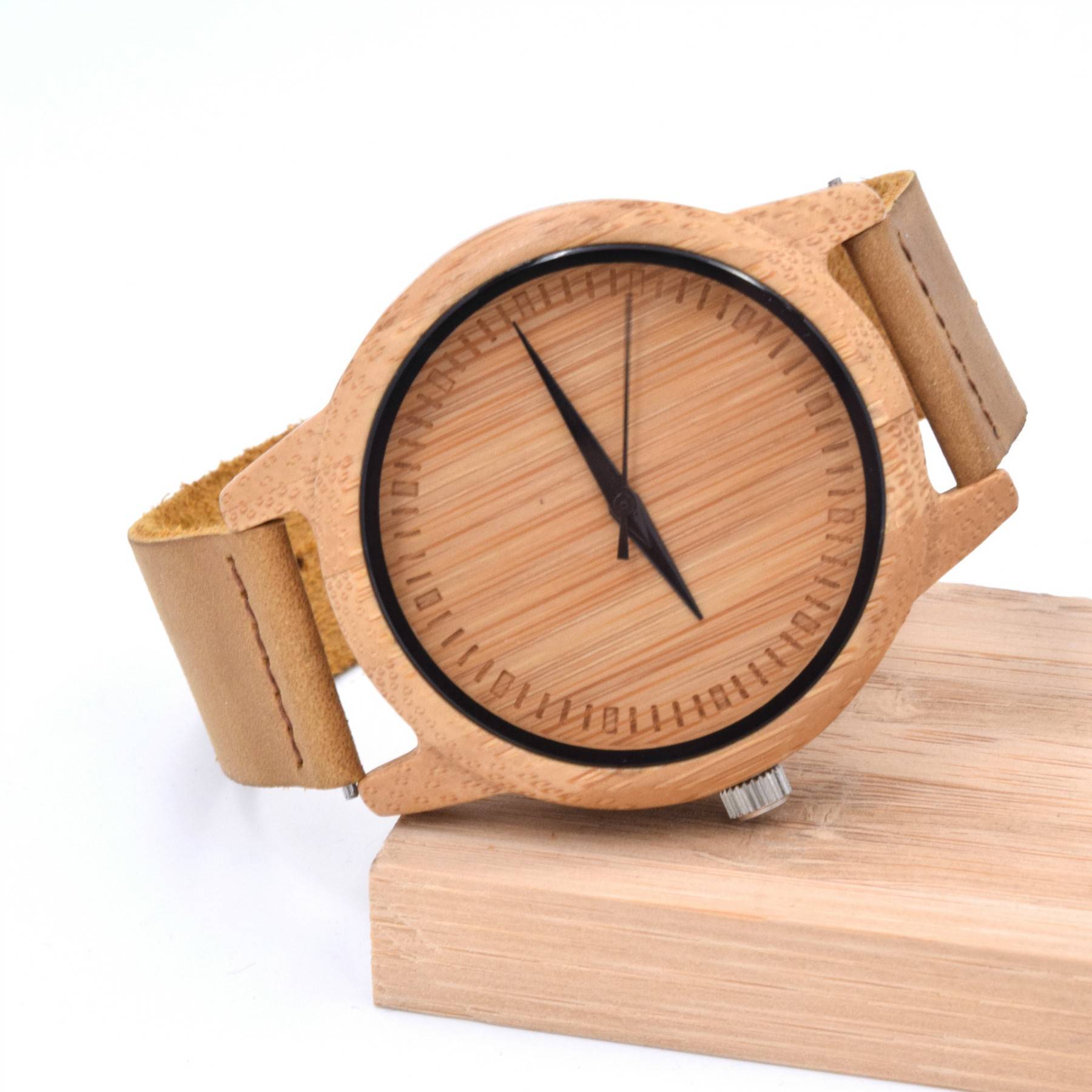 Bamboo Watch with Leather Strap 3