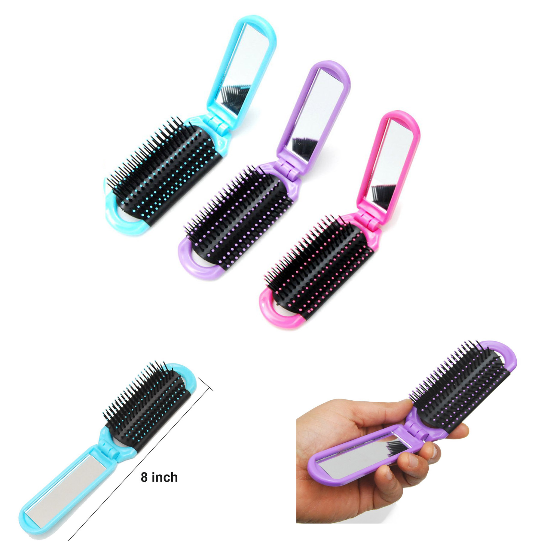 Folding Hair Brush with Mirror 1