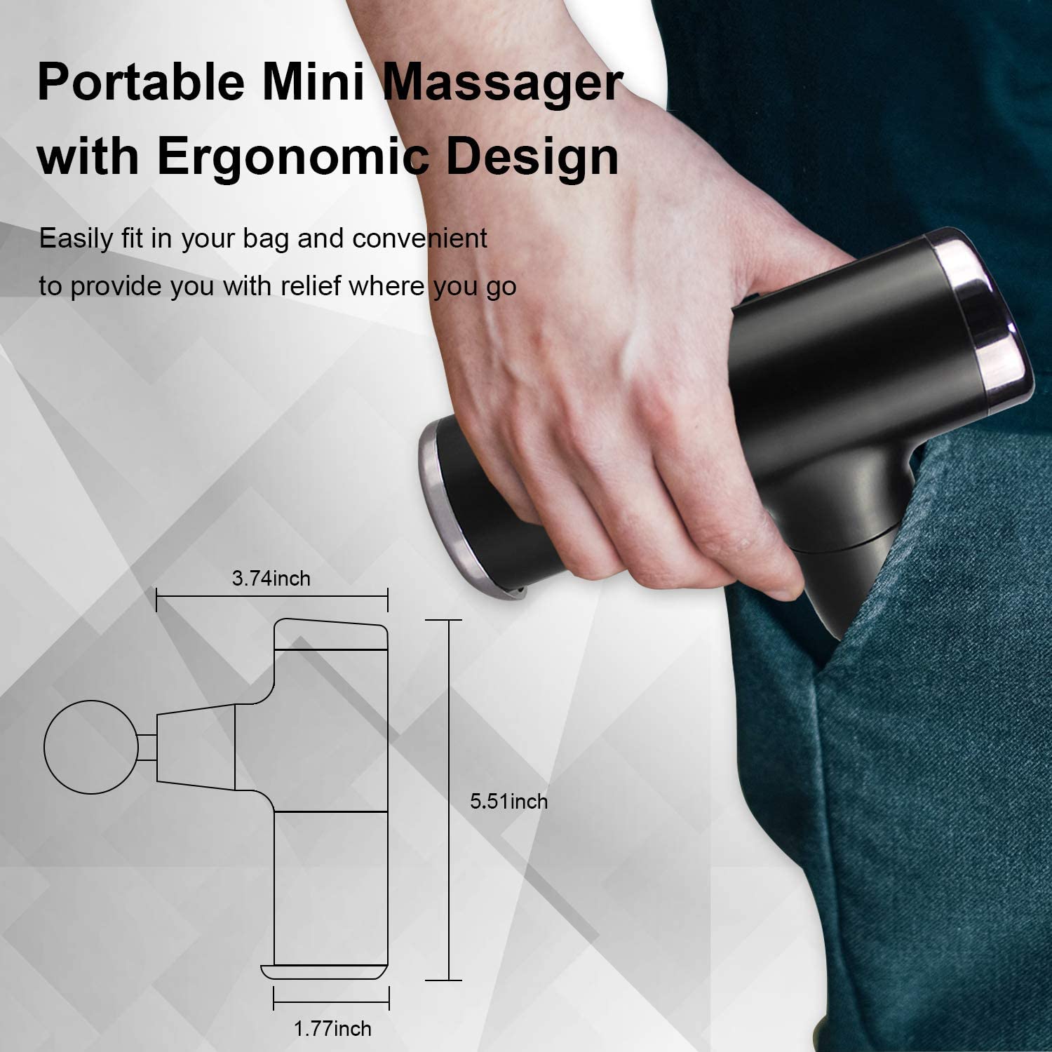 Verdure Deep Tissue Massage Gun – Handheld Portable Massager with 4 Speeds & 4 Heads 19