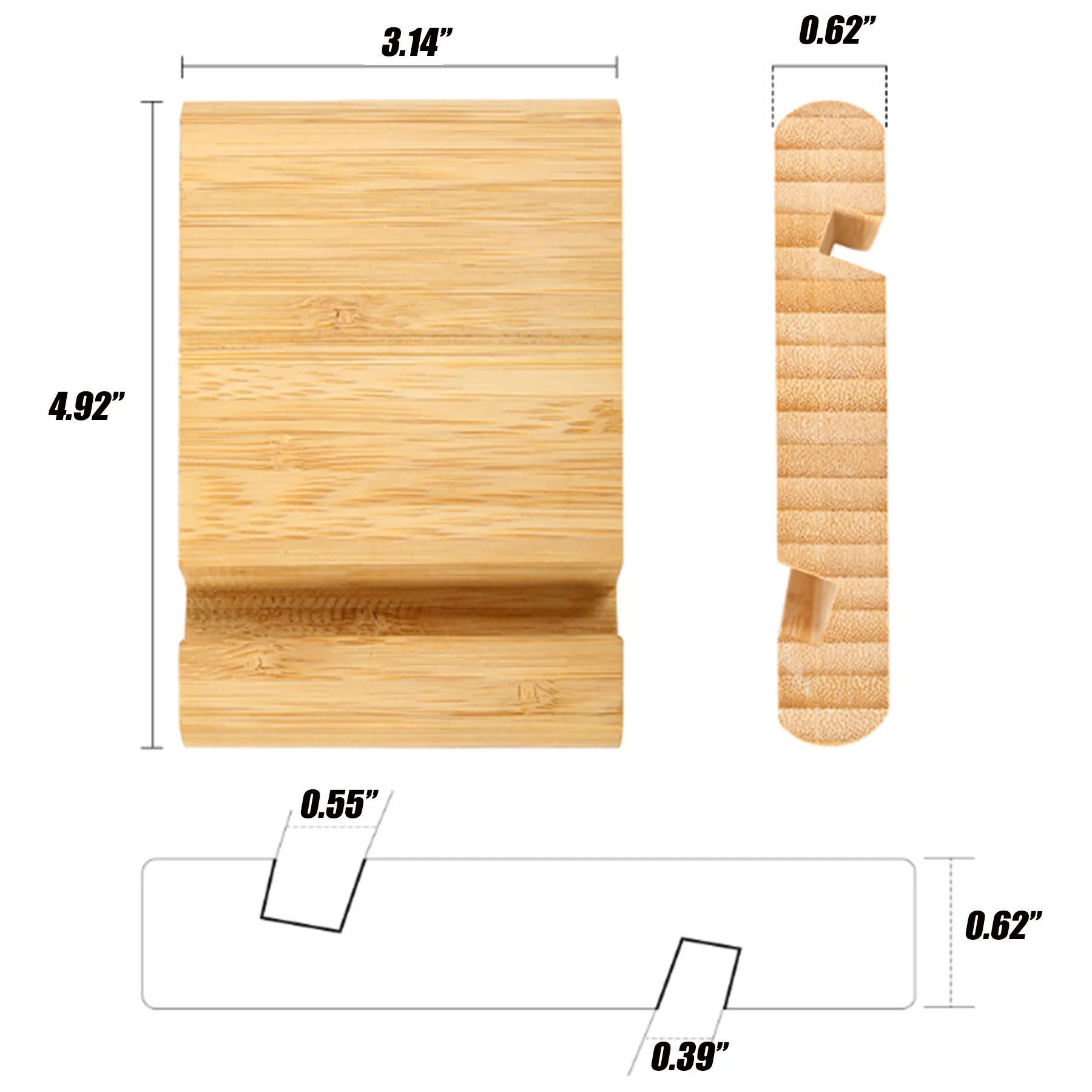 Bamboo Wood Single Tier Cell Phone Holder 3