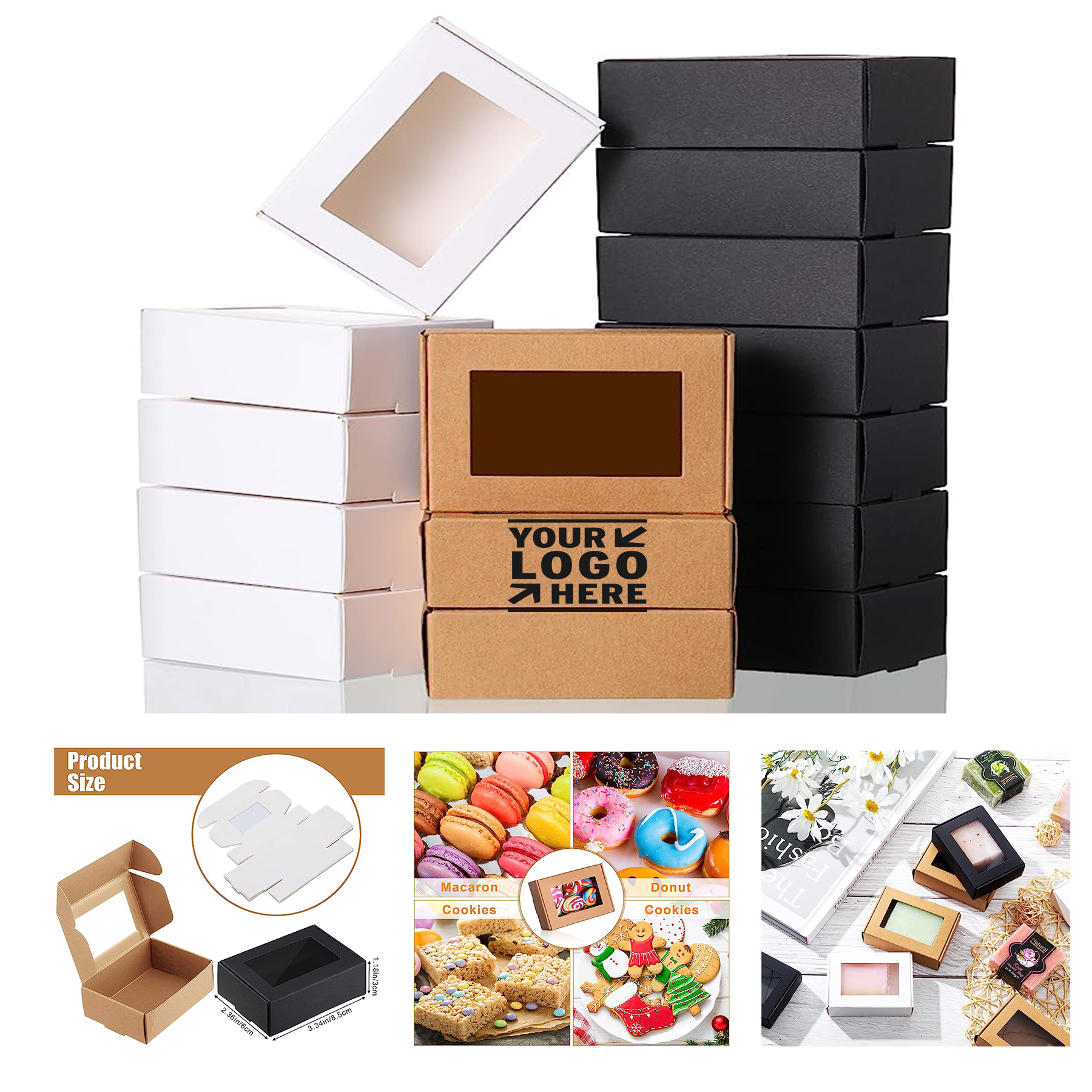 3.5 x 2.4 x 1.2 Inch Mini Kraft Paper Box with Window Soap Packaging Box 1