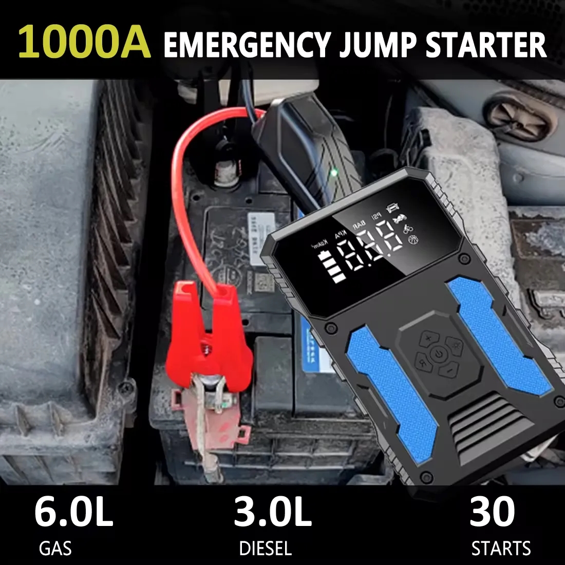 12V Car Jump Starter Power Bank With Air Pump 2