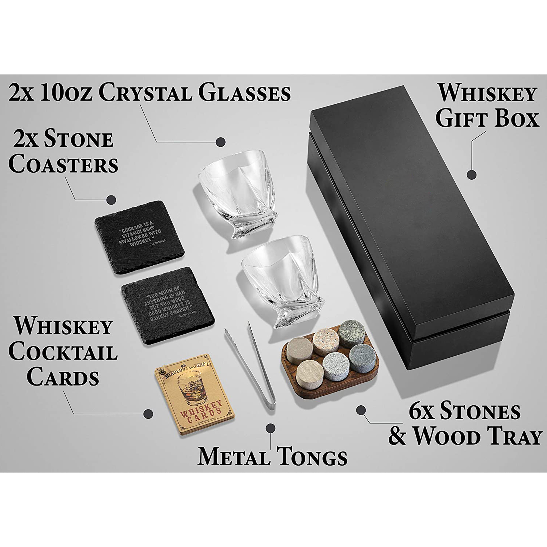 Whiskey Glass and Stones Set with a Classy Gift Box