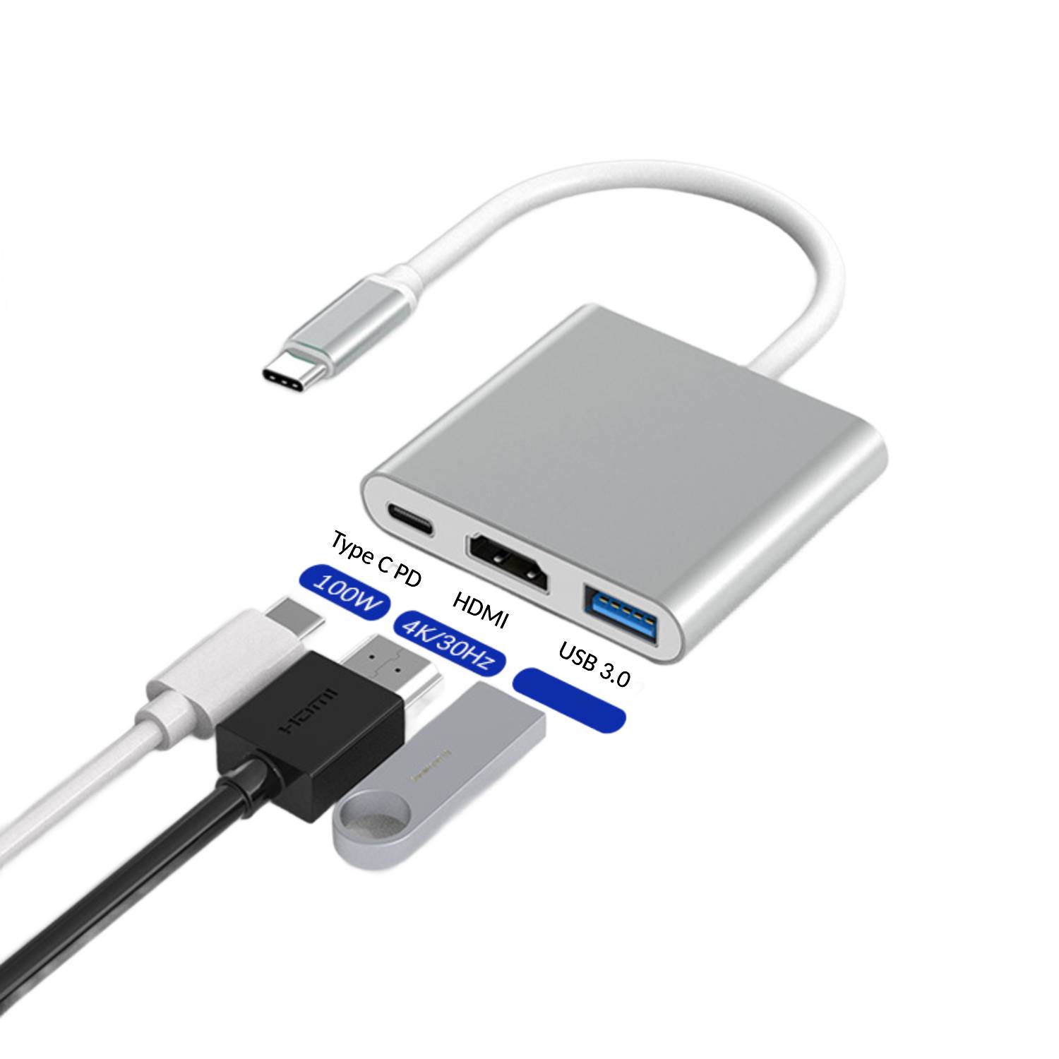 3-in-1 Type C HDMI USB 3.0 HUB 2