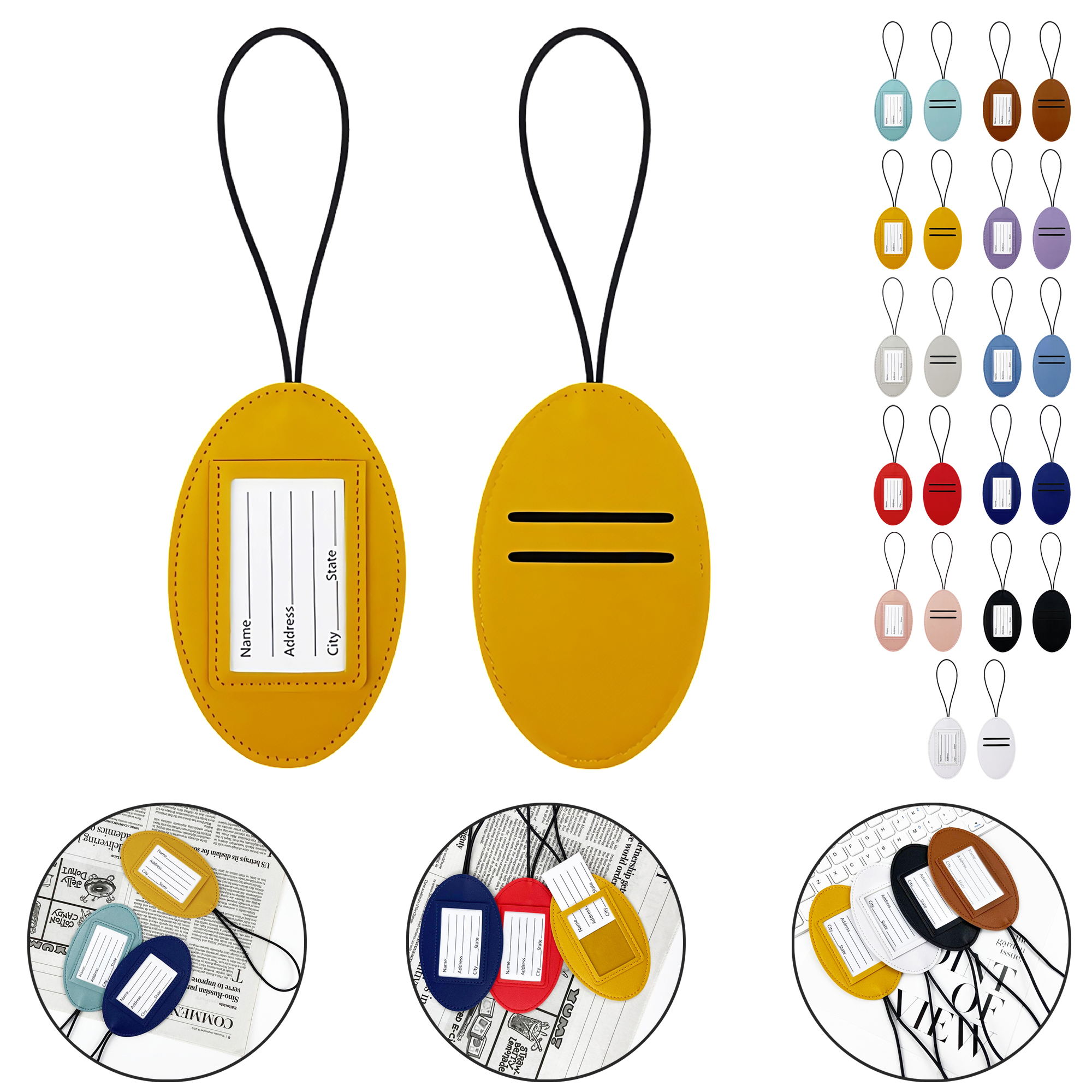 Elastic Oval Luggage Tag with PU Leather 6