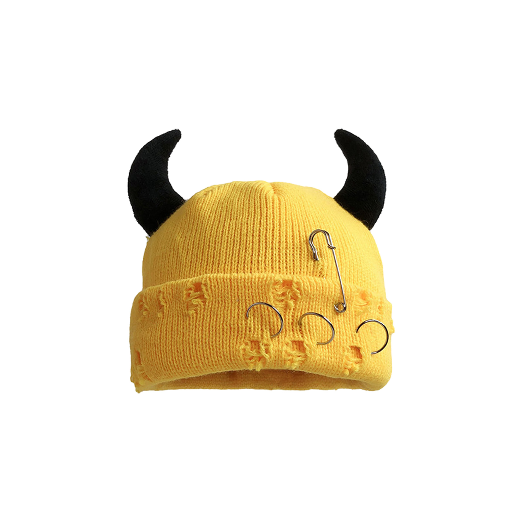 Custom Logo Horned Winter Knitted Hat 4