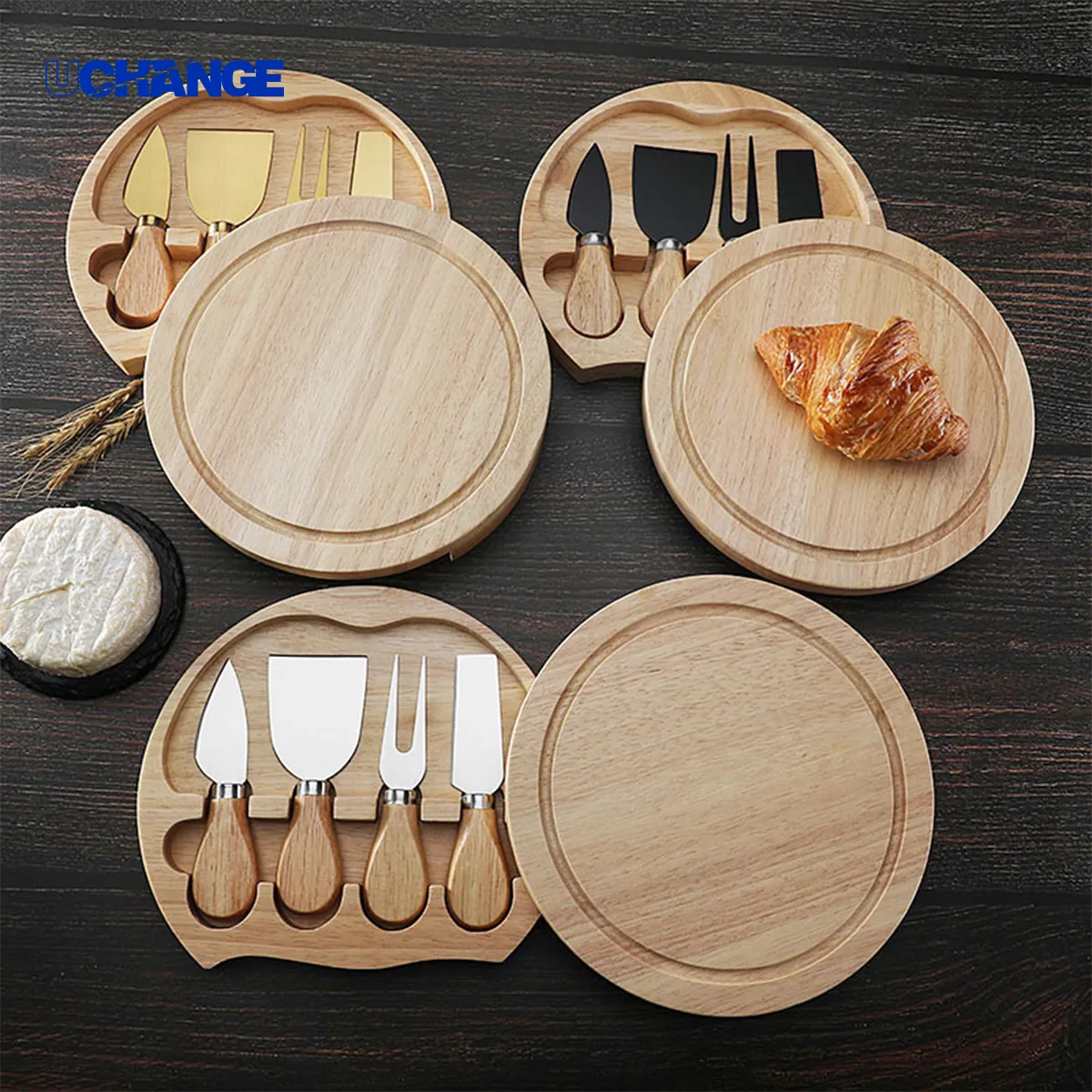 4-Piece Stainless Steel Cheese Knife Set In Wood Box 2