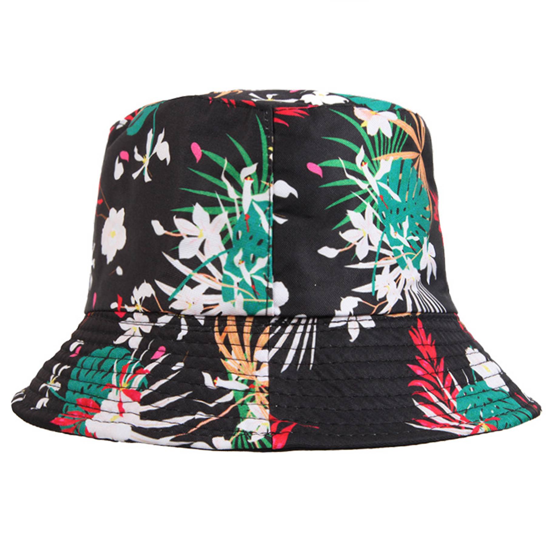 Polyester Bucket hat with tropical foliage pattern 5