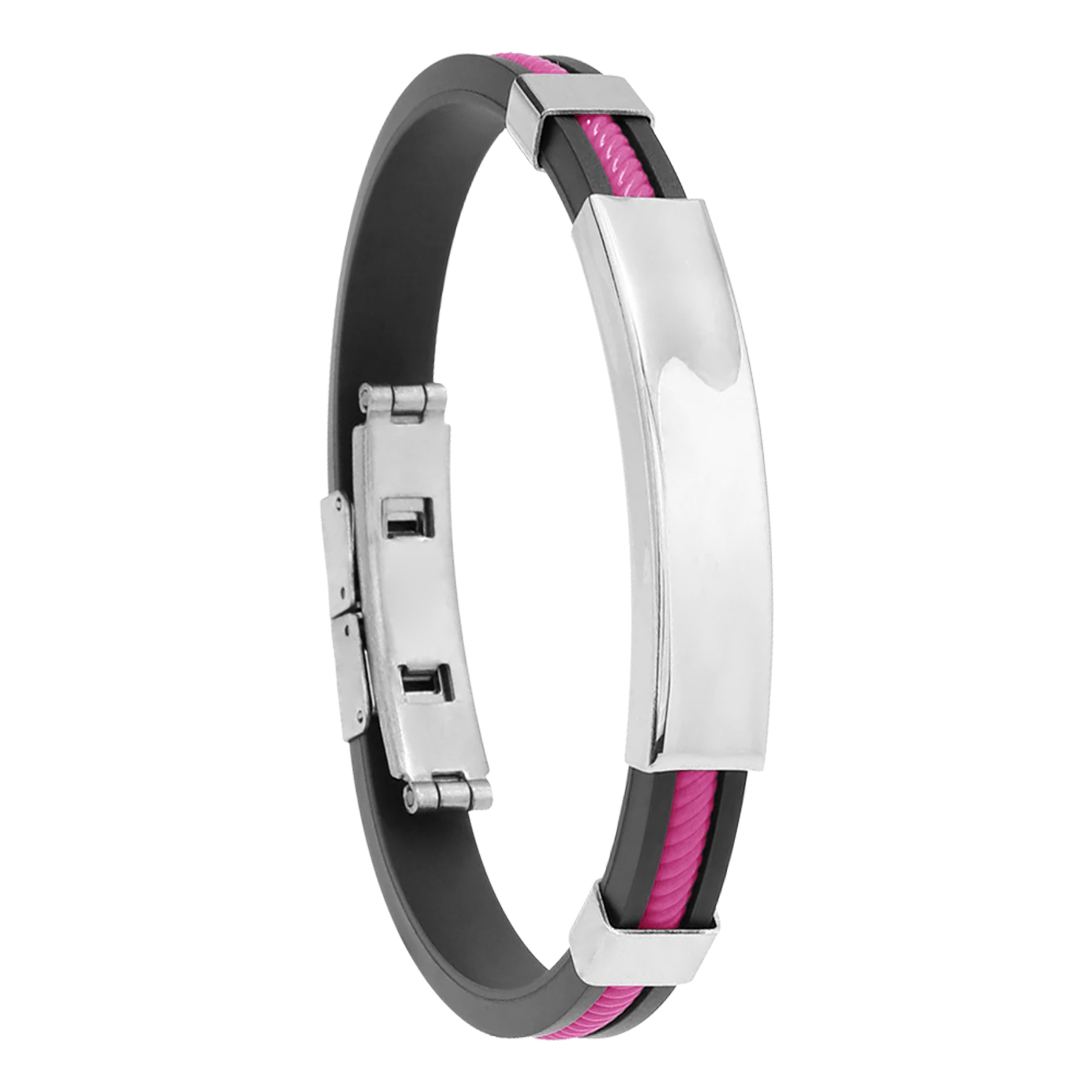 Engraved Silicone Wristband Stainless Steel Bracelets 11