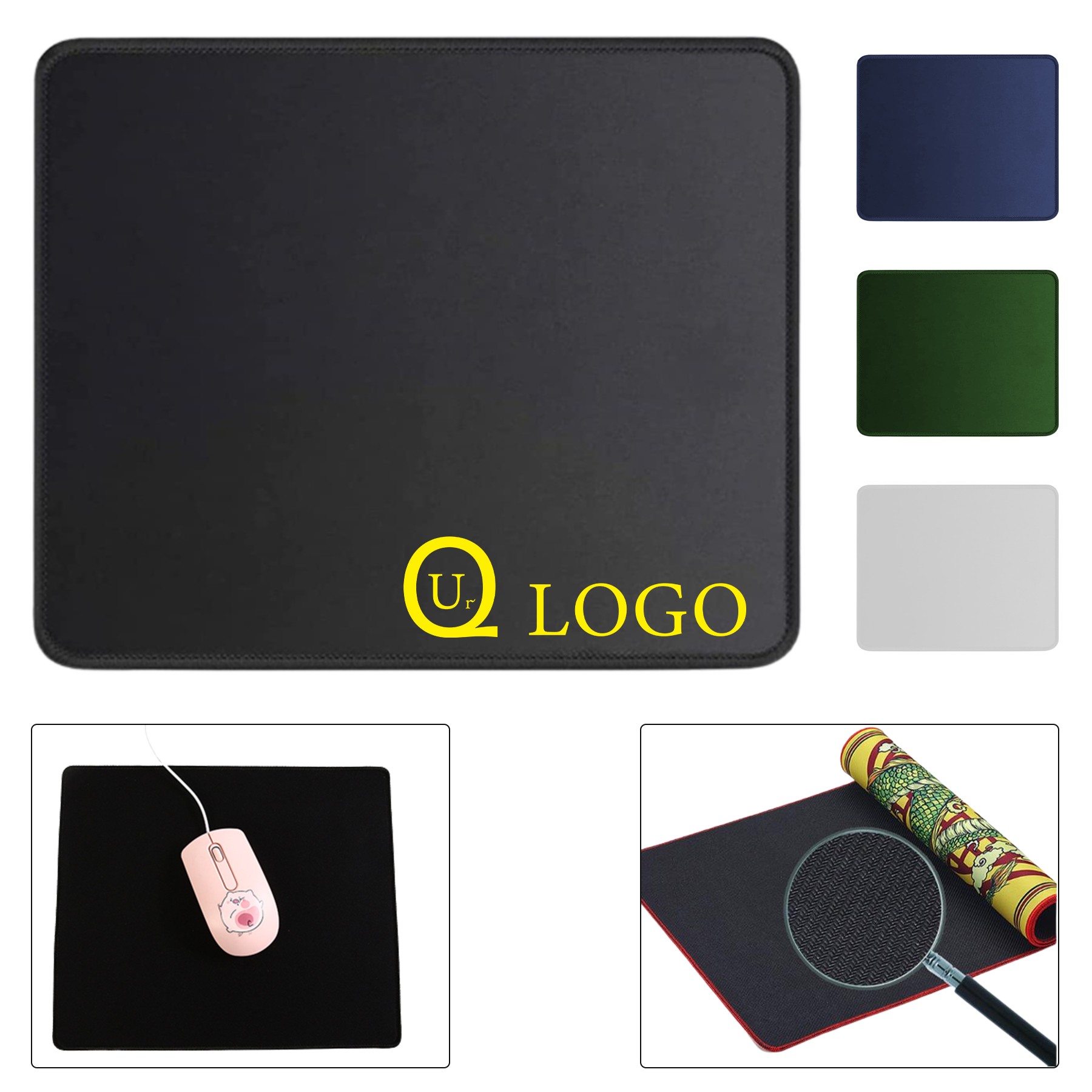 10.24 X 8.27 X 0.12 Inch Mouse Pad W/ Stitched Edges 2