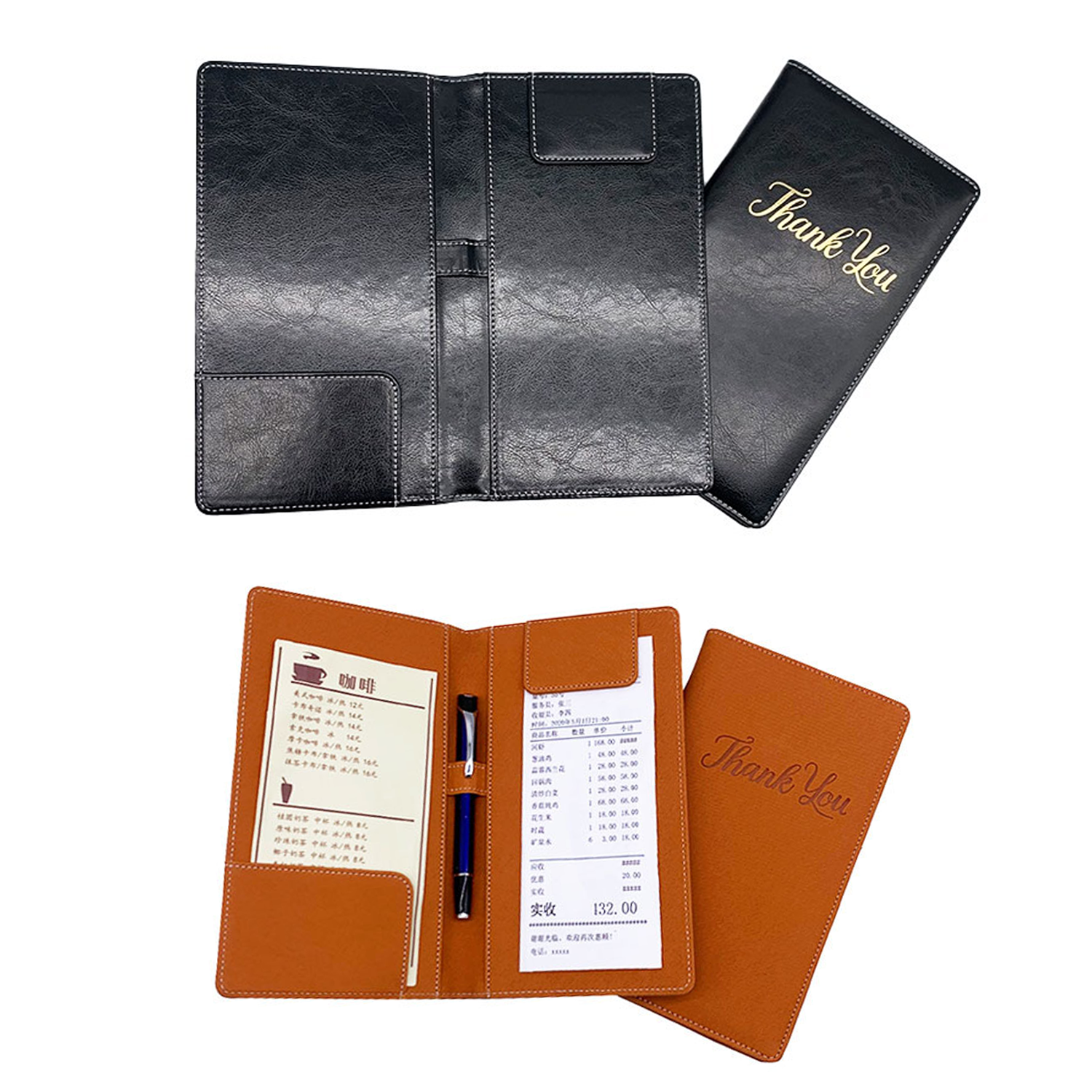 Leather PU server book Restaurant bar Check Presenters 3