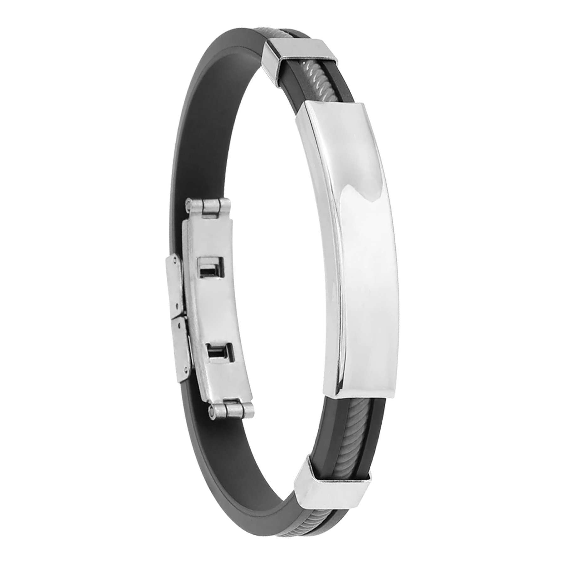 Engraved Silicone Wristband Stainless Steel Bracelets 3