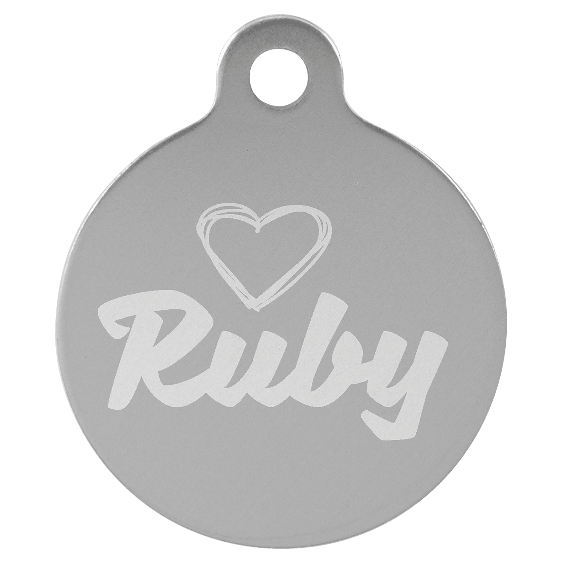 1 1/4" Silver Anodized Aluminum Round Pet Tag with Tab 1