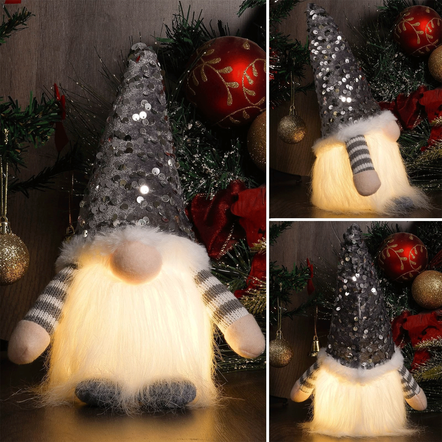 LED-illuminated Lights art faceless Christmas Dwarf Doll 13