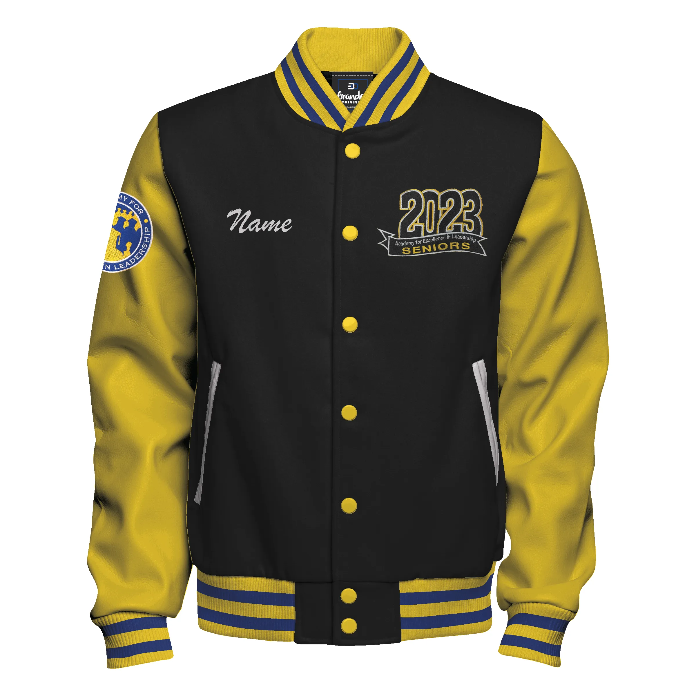 Vegan Leather and Wool Varsity Letterman Jacket 5
