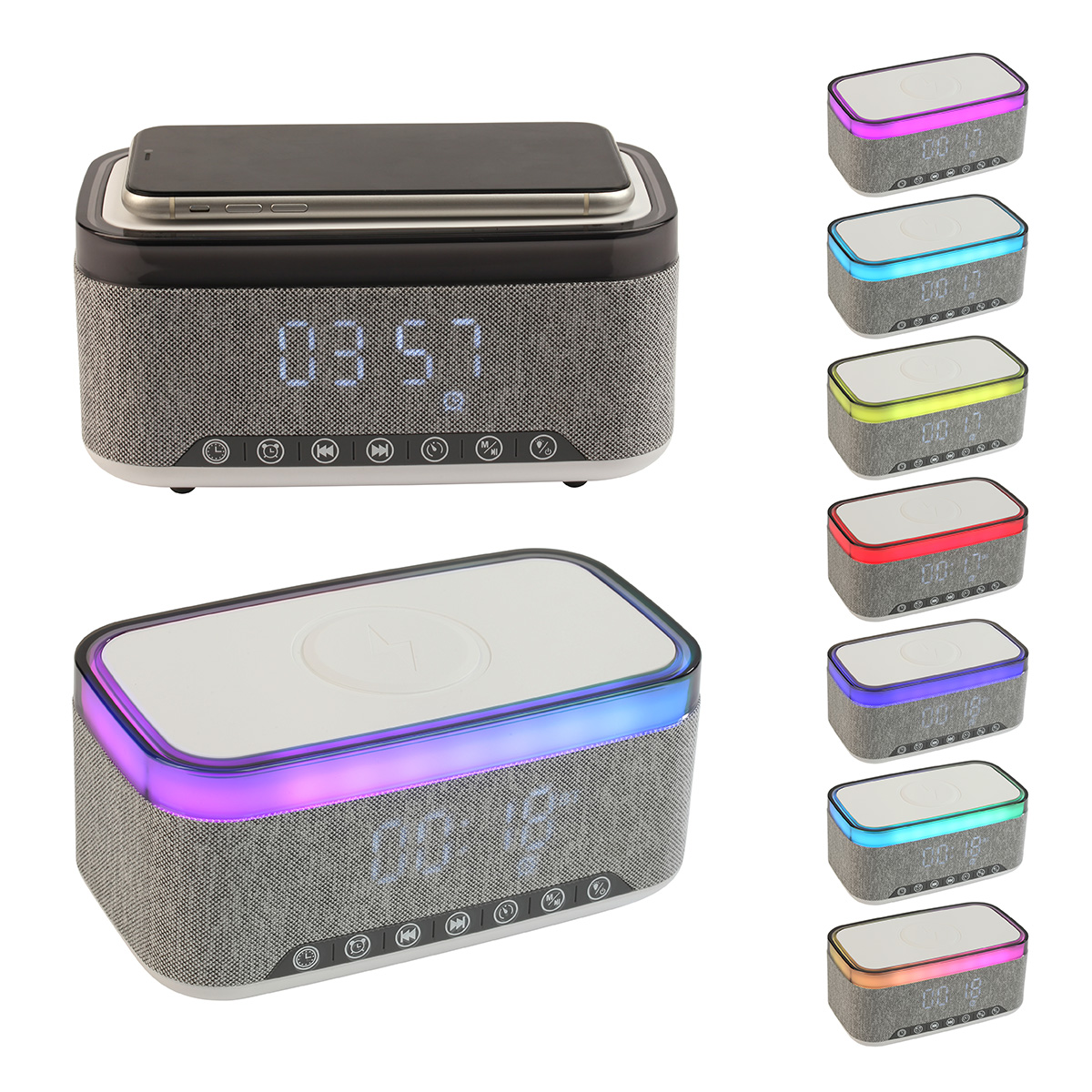 Sunset 20W Stereo Speaker with White Noise, Clock, Radio, and 15W Wireless Charger 7