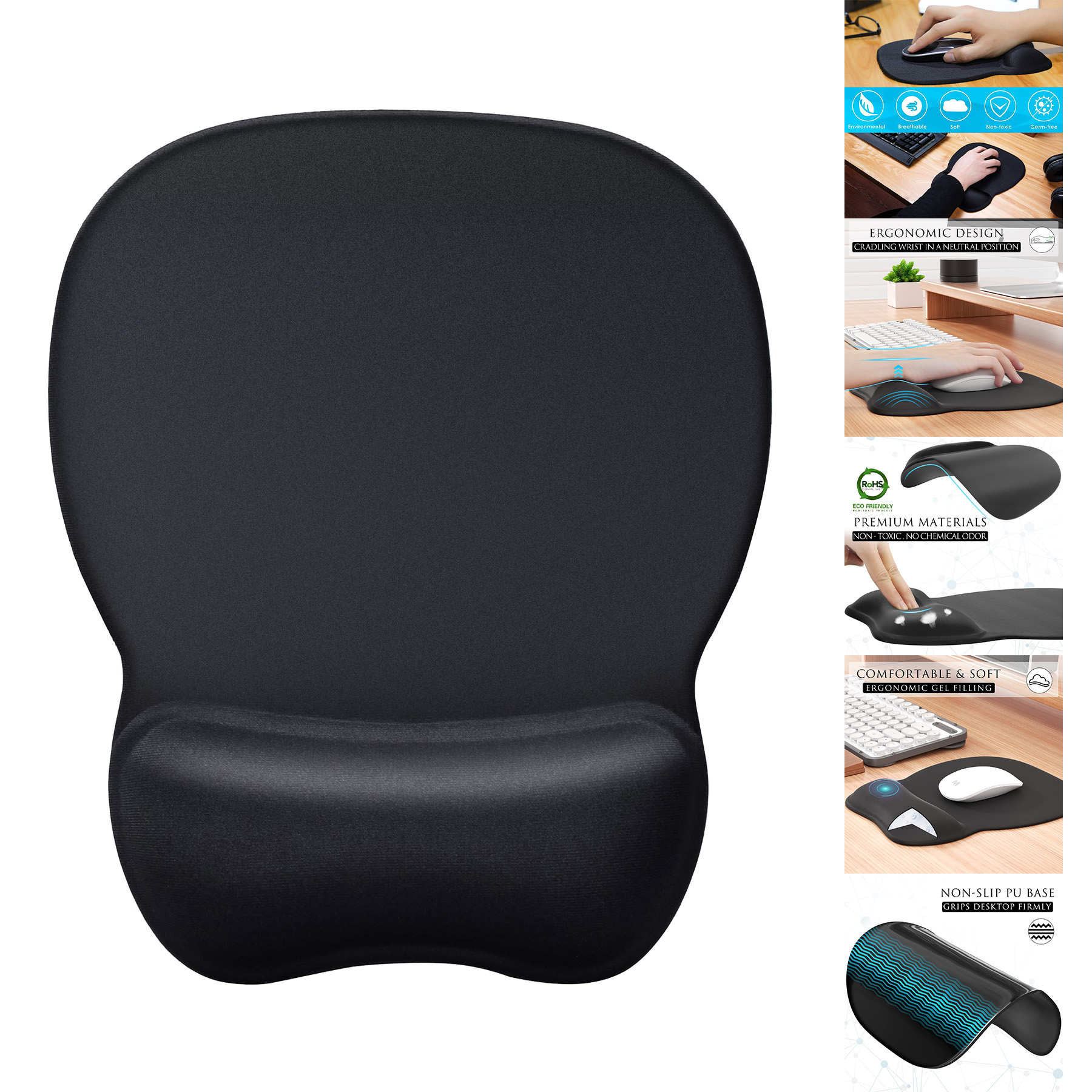 Ergonomic Mouse Pad with Gel Wrist Support 2
