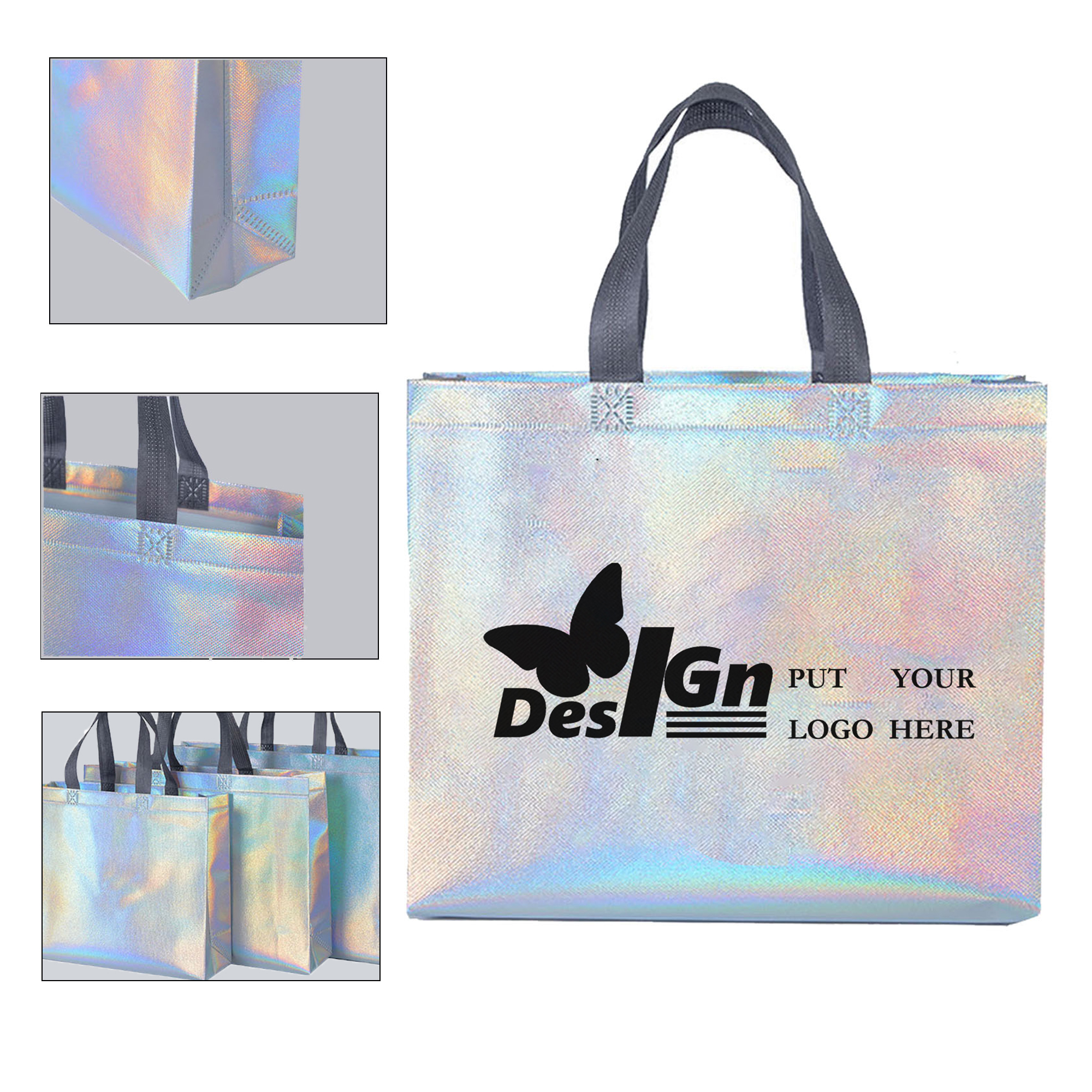 Non-woven Iridescent Holographic Neon Bag 16"L x 12"W x 4"H 1