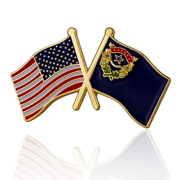 Stock Crossed Flag Pin (USA & USA) 14