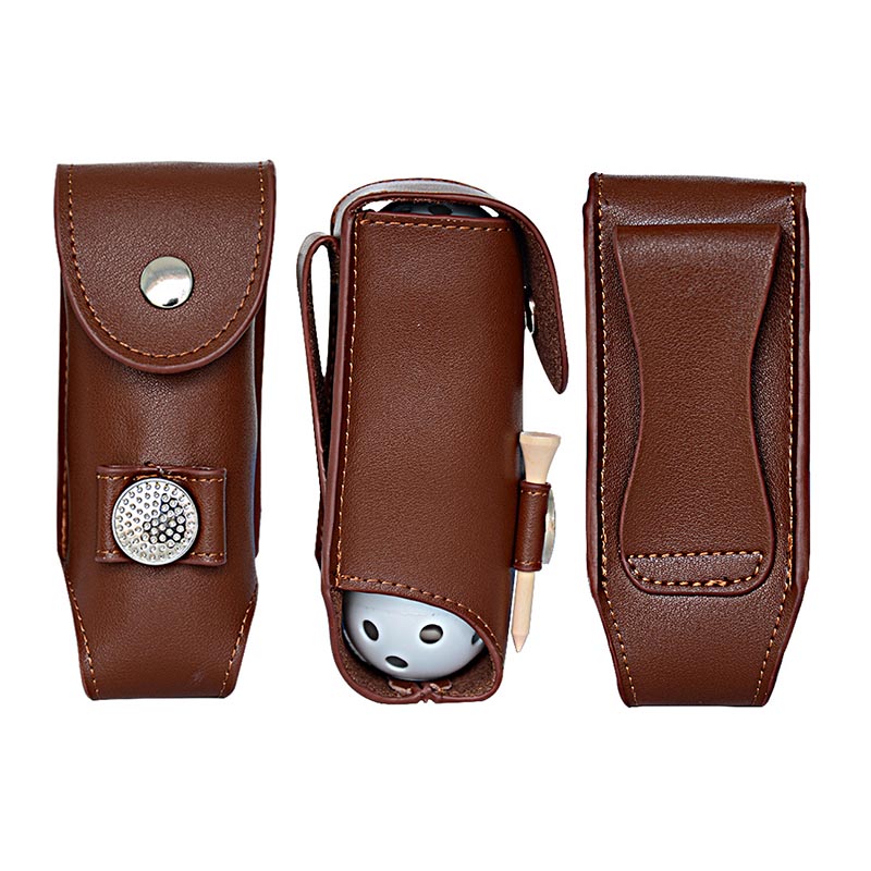 Leather Golf Ball Storage Pouch Waist Belt Carrier Bag 2