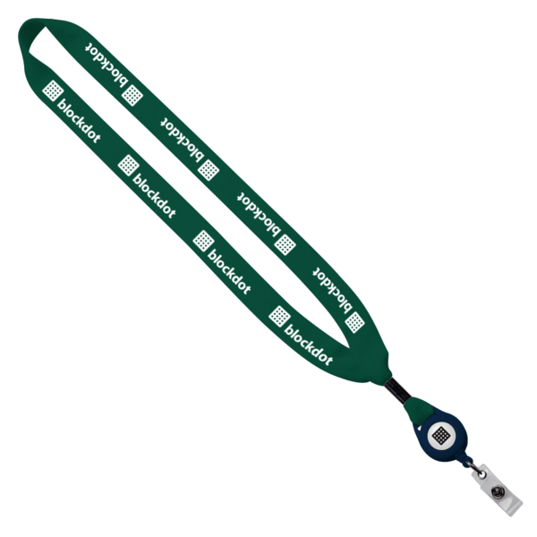 3/4" Cotton Lanyard with Metal Crimp & Retractable Badge Reel 213