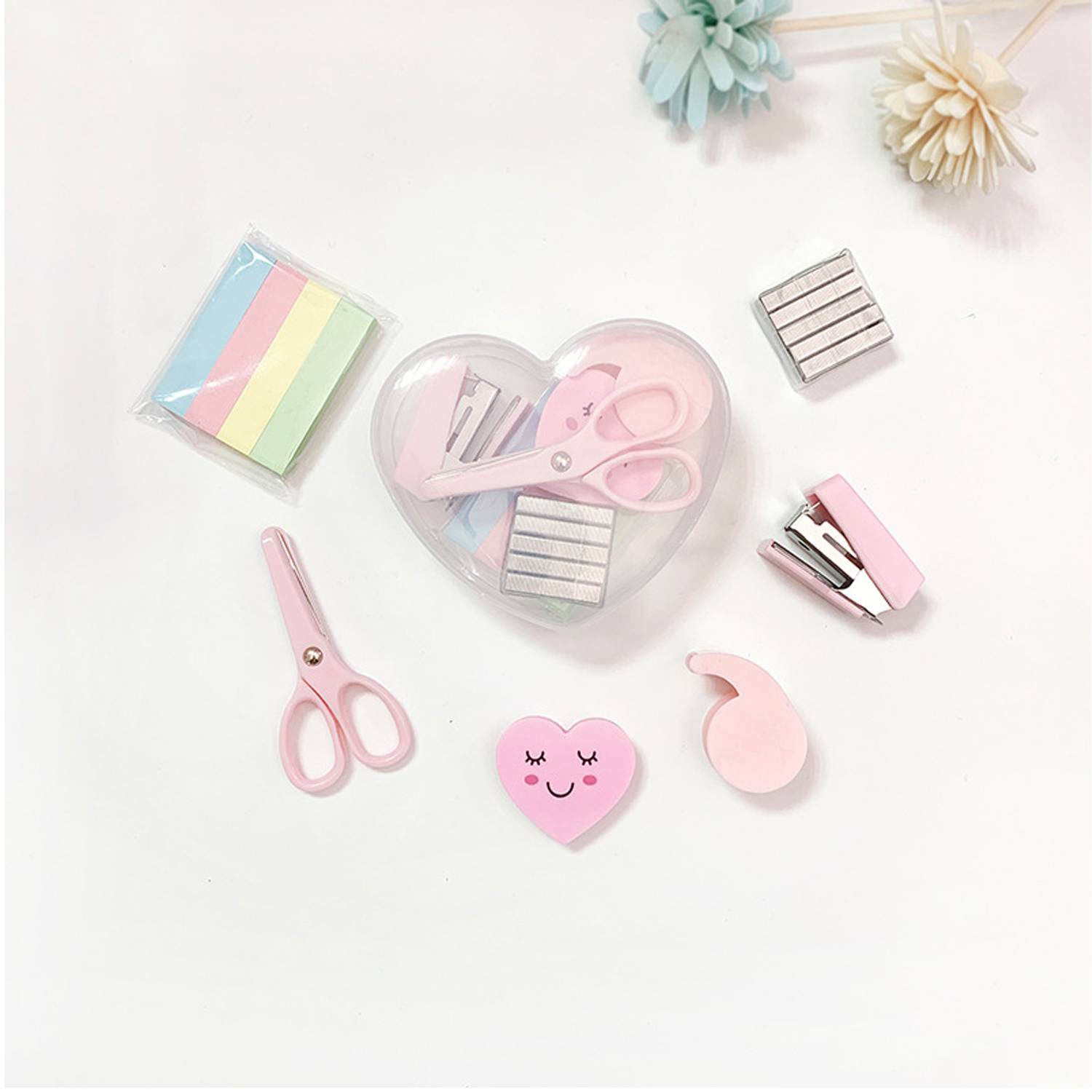 Heart Shaped Mini Multifunctional Stapler Stationery Set 5