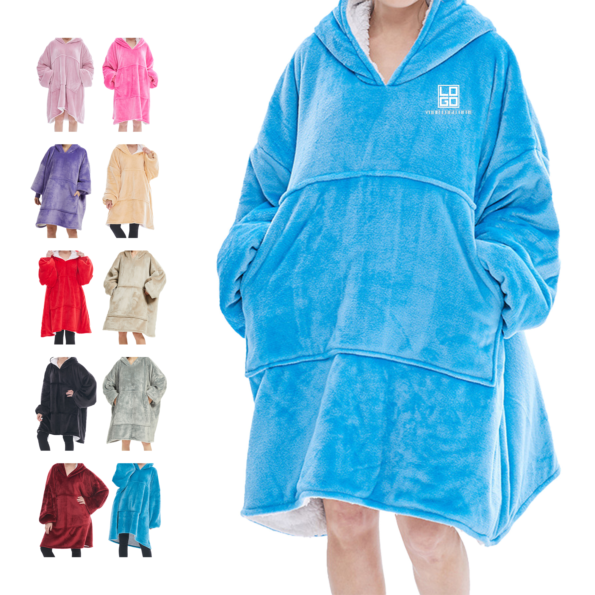 Fashion Fleece Hoodie Wearable Blanket 1