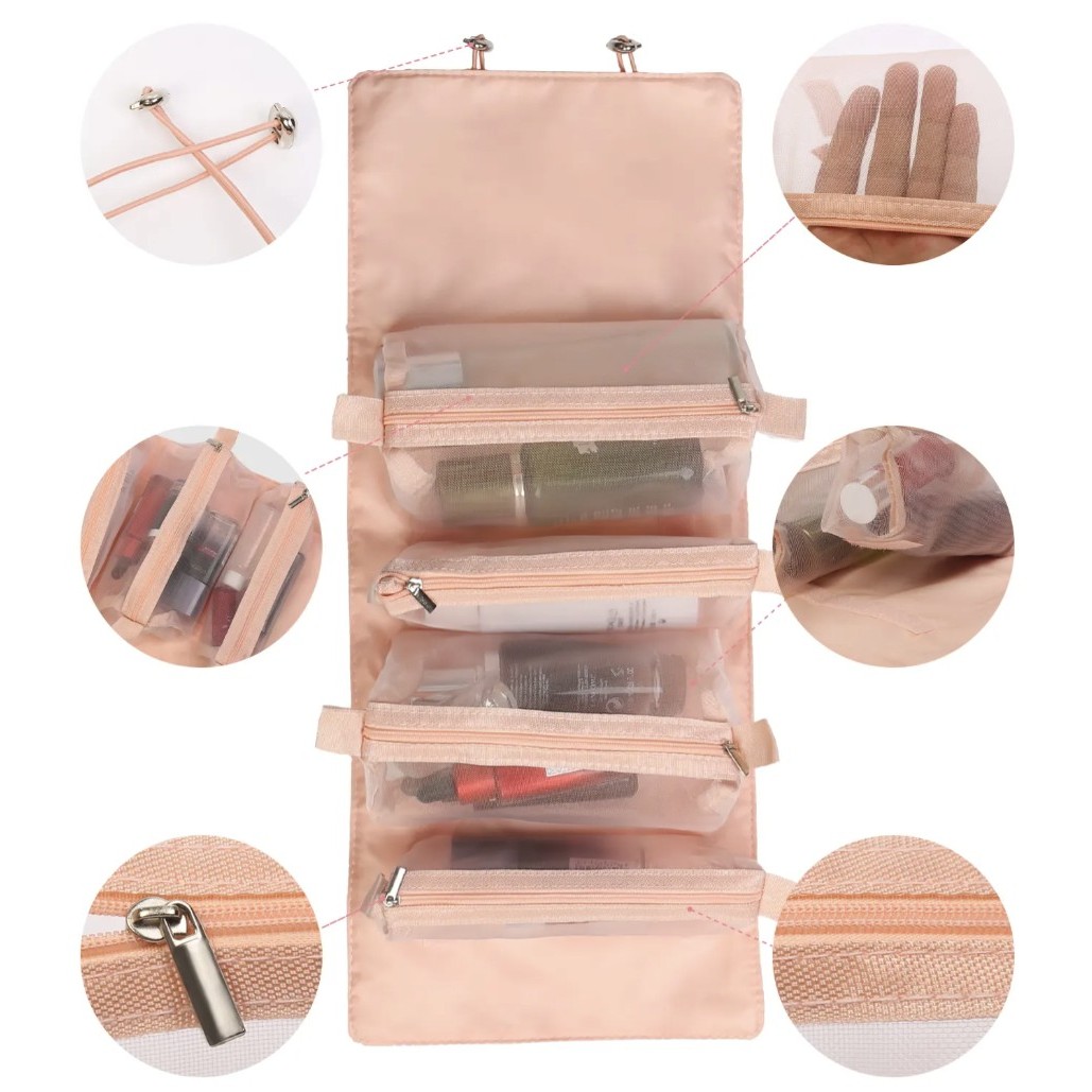 4 in 1 Detachable Nylon Hanging Makeup Roll-up Bag 4