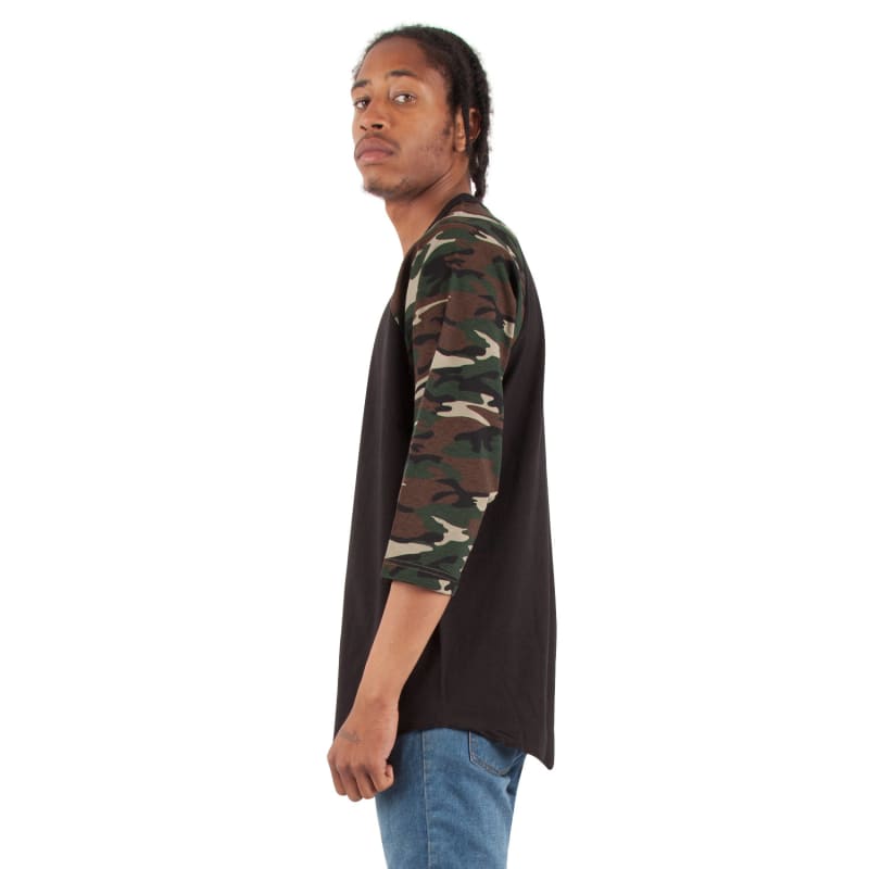Shaka Wear Adult Three-Quarter Sleeve Camo Raglan T-Shirt 6