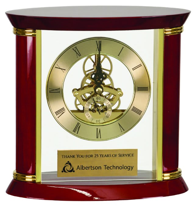 7 3/4" Executive Gold & Rosewood Piano Finish Clock 2