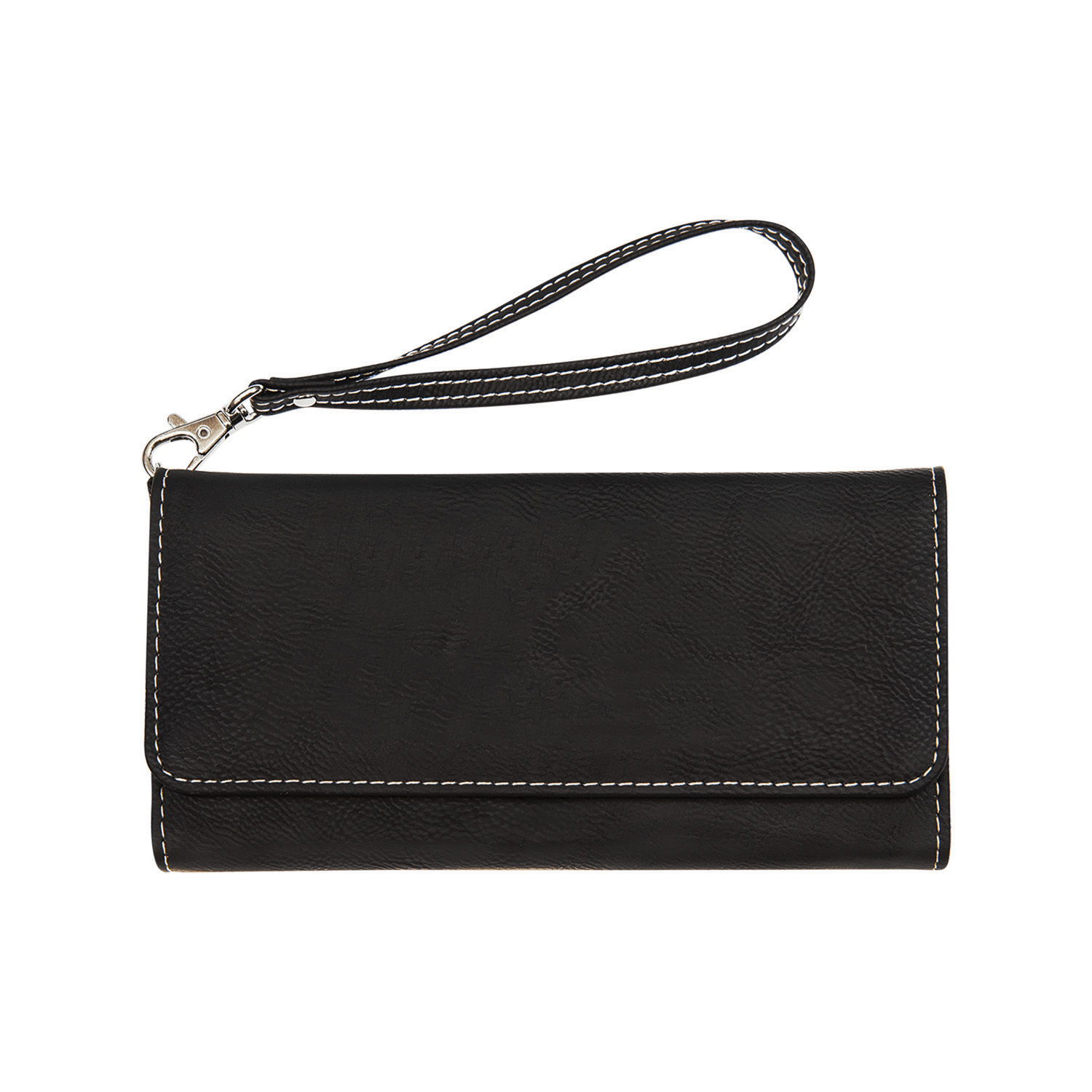 Black/Silver Leatherette Wallet with Strap 3