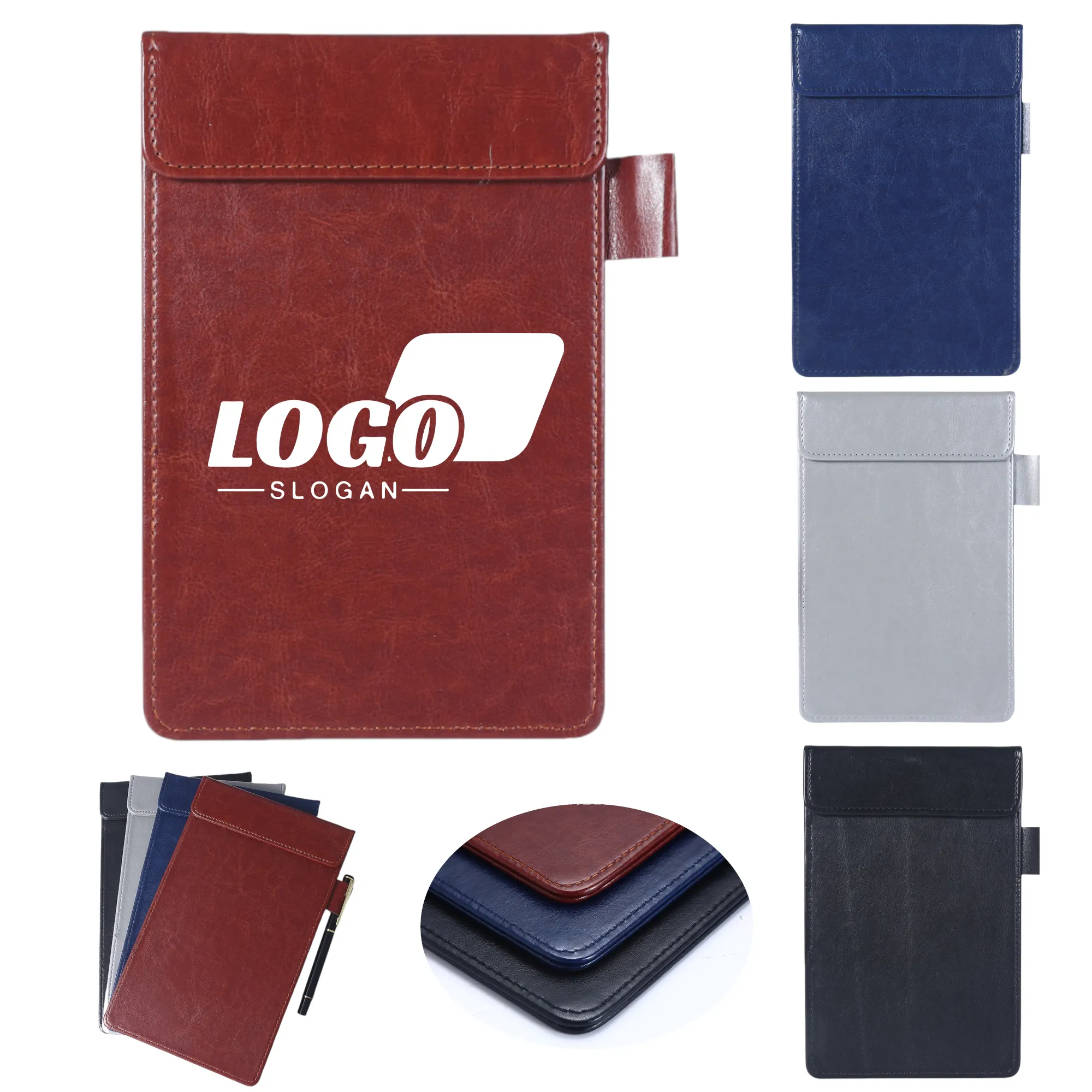 Pu Leather Hardboard Office Magnetic Clipboard Writing Pad 2