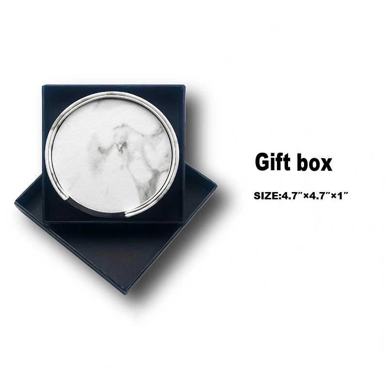 Custom 6 PCS Premium PU Leather Coaster 2