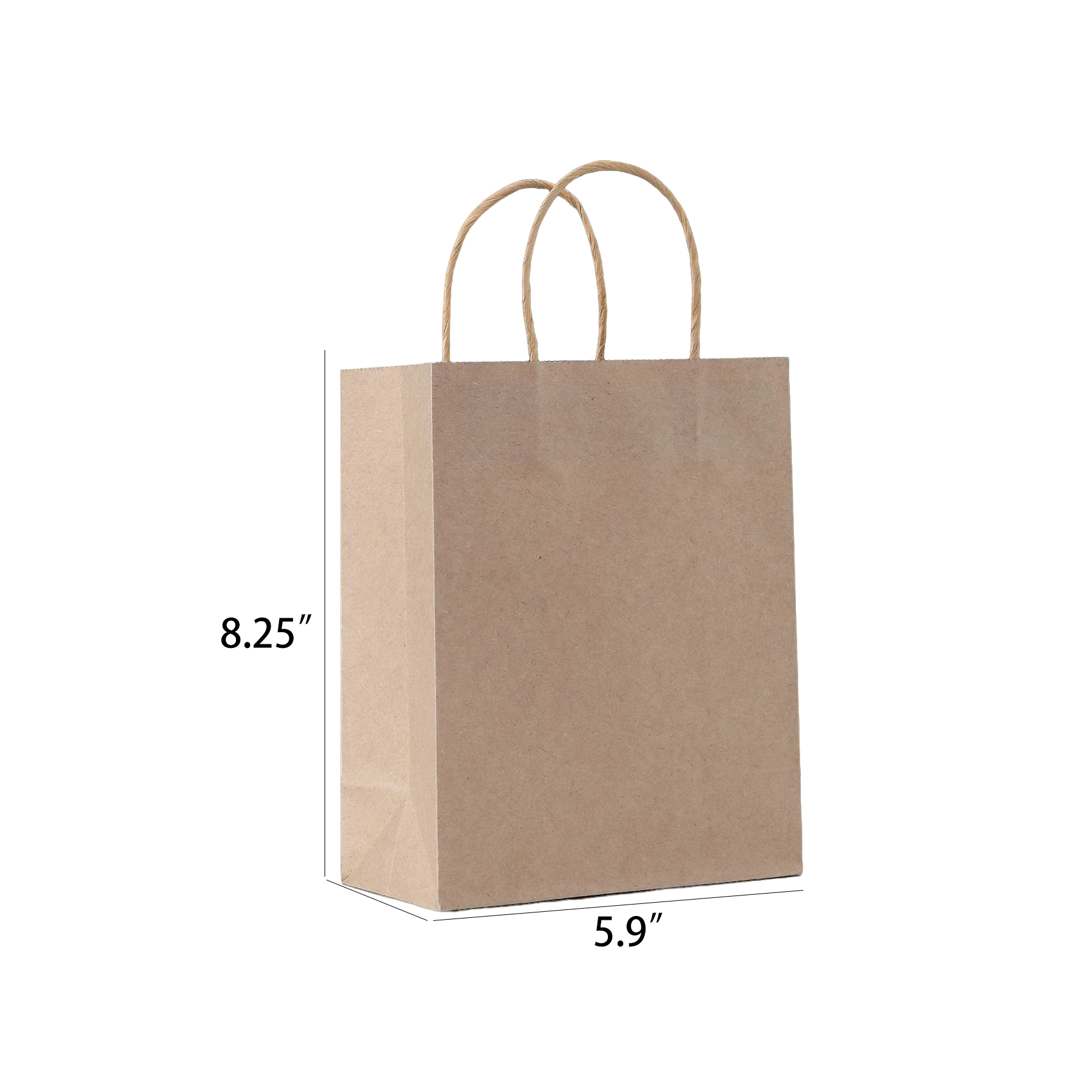 Coloured Retail Shopping/Gift Kraft Paper Tote Bags (5.9'' x 3.15'' x 8.25'') 10