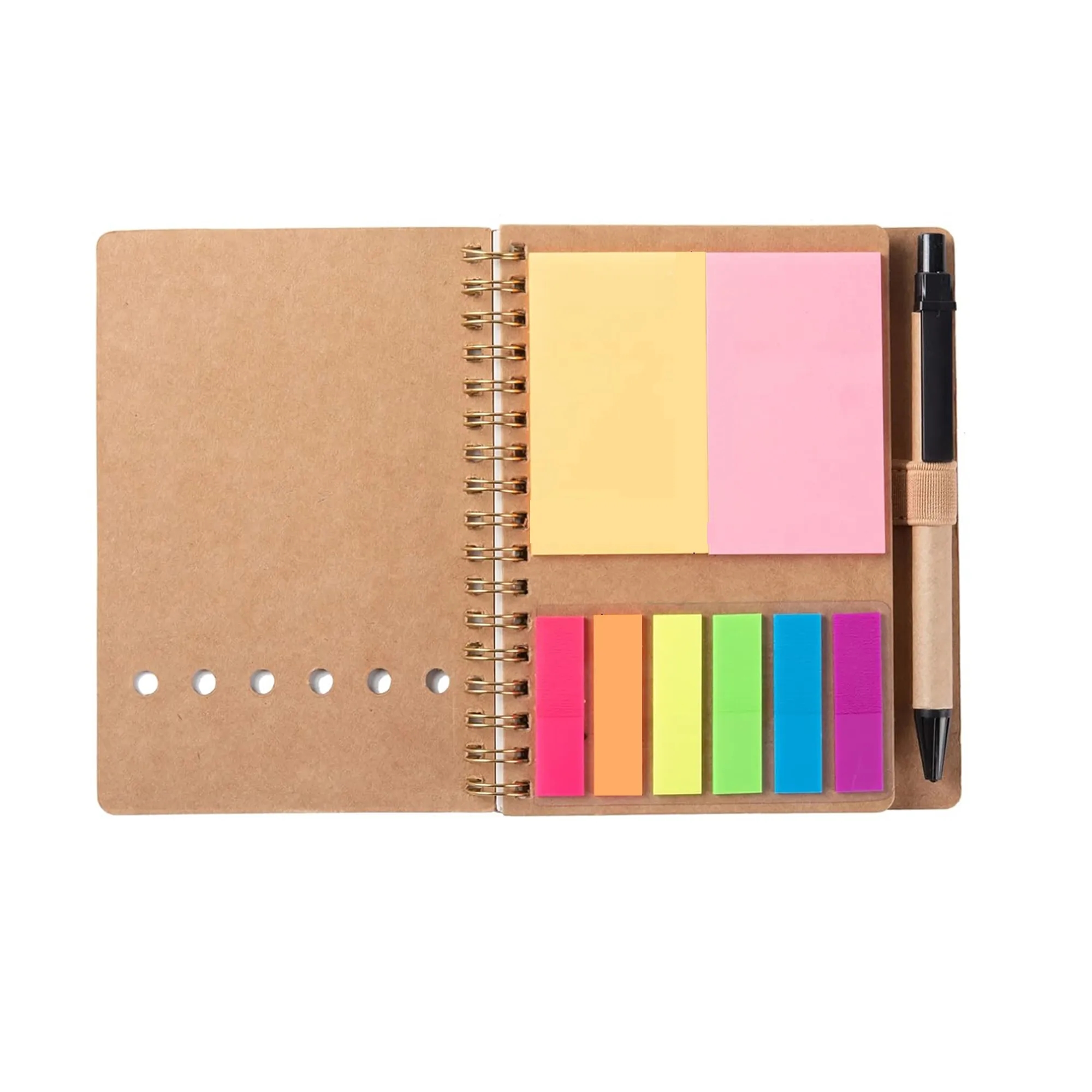 4.73" x 5.9" Spiral Notebook Notepad with Pen Sticky Notes 11