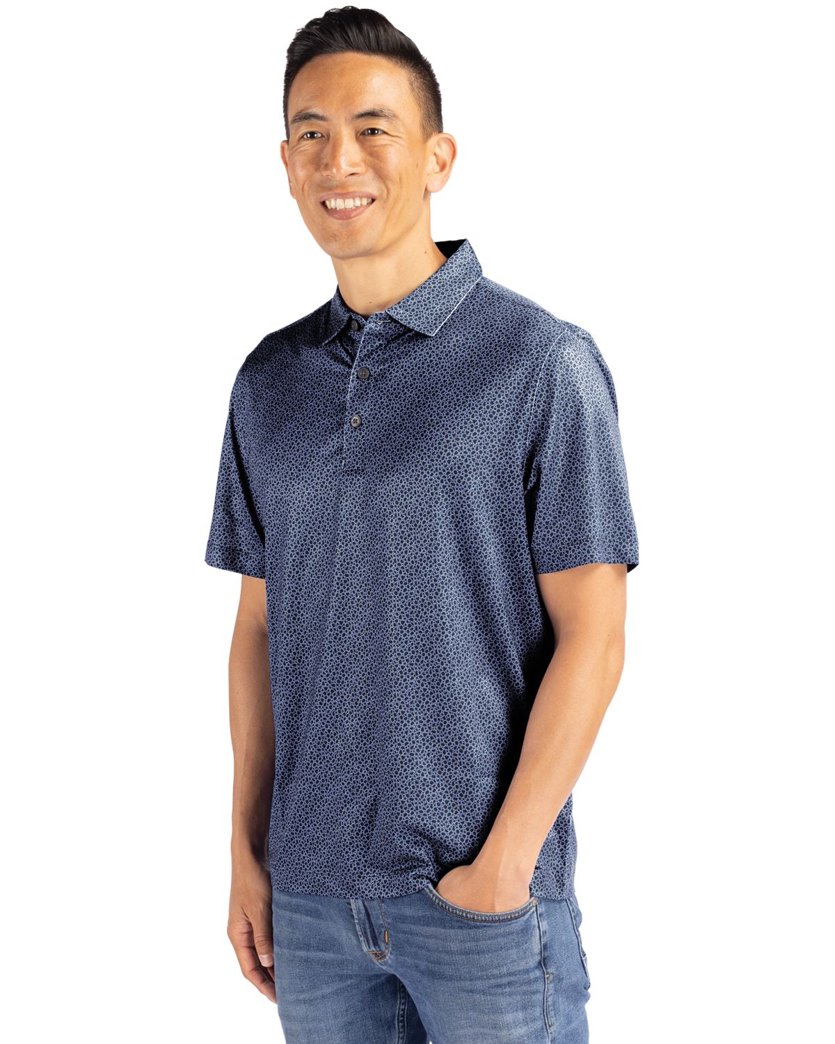 Cutter & Buck Pike Recycled Pebble Print Mens Polo 17