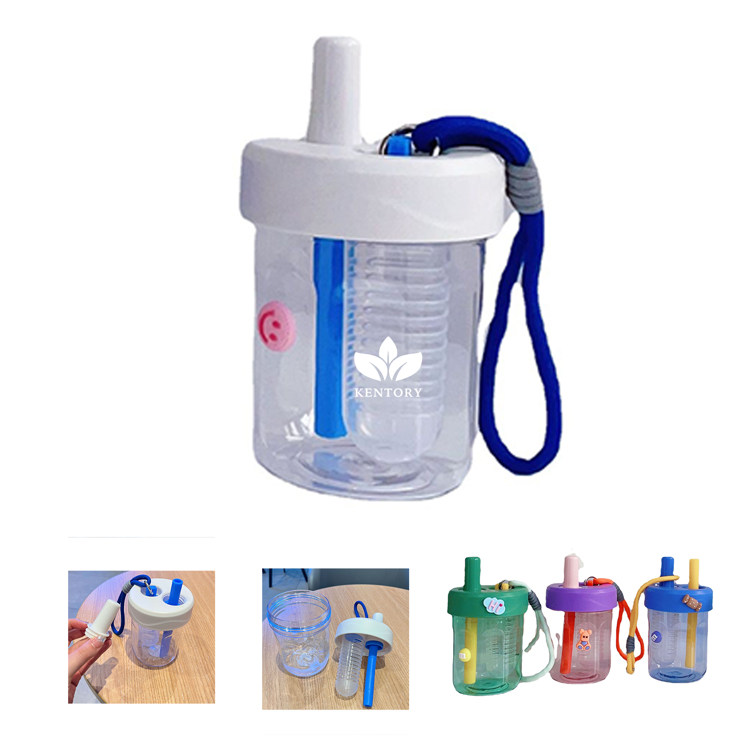 17Oz Plastic Cup With Straw And Lid Portable Rope 2