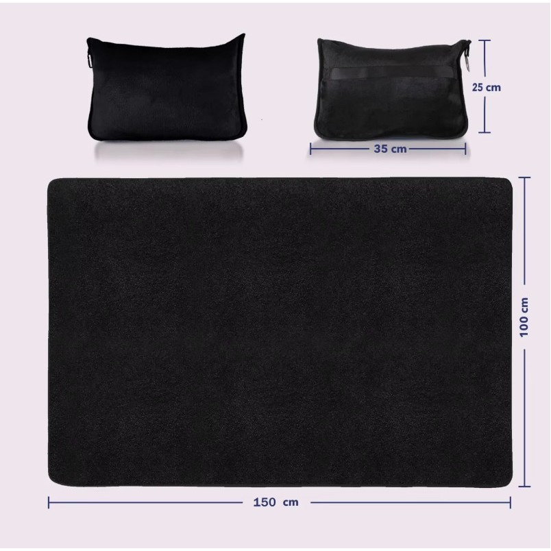 2" 1 Flannel Portable Multifunctional Travel Blanket Set 1